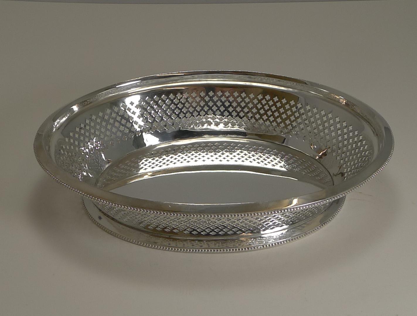 Antique English Silver Plated Bread Basket by Atkin Brothers, Reg. 1873 1