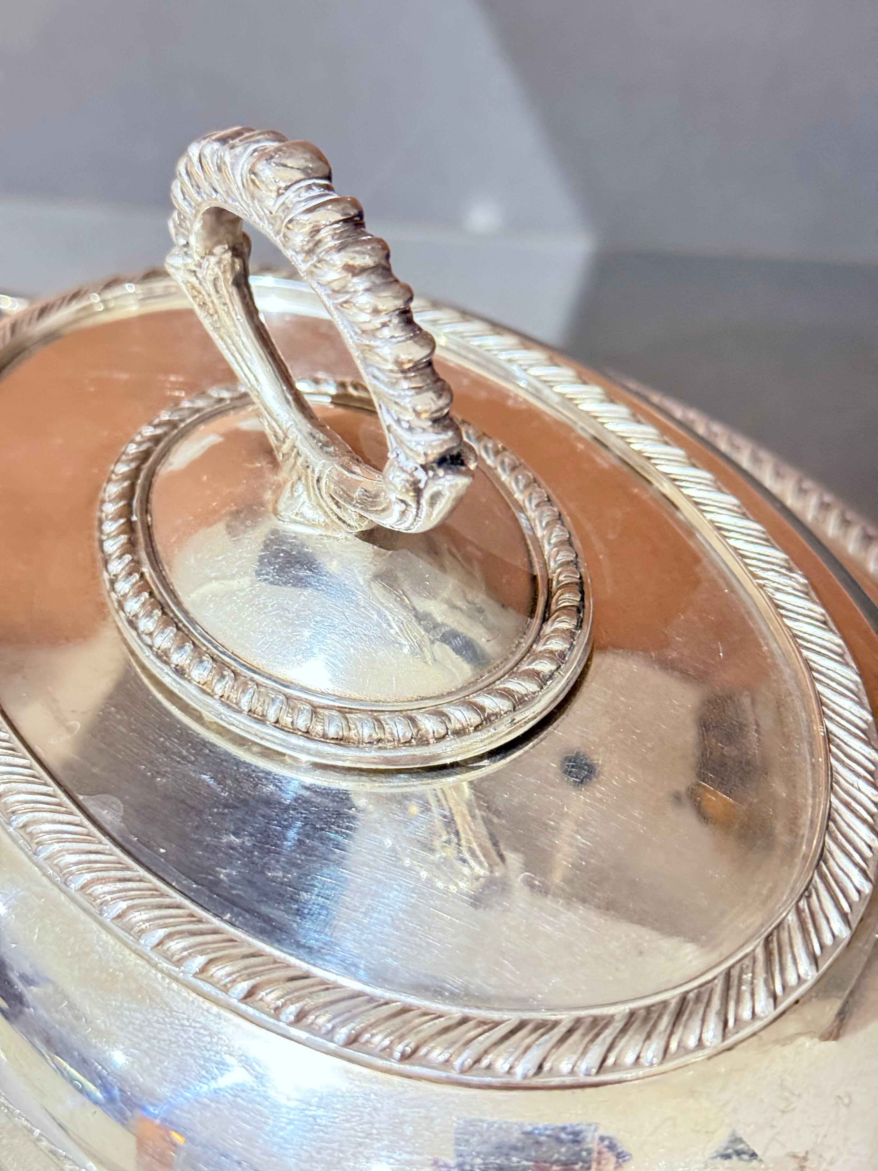 Antique English Silver-Plated Chafing Dish with Burner, Victorian Luxury Home For Sale 3