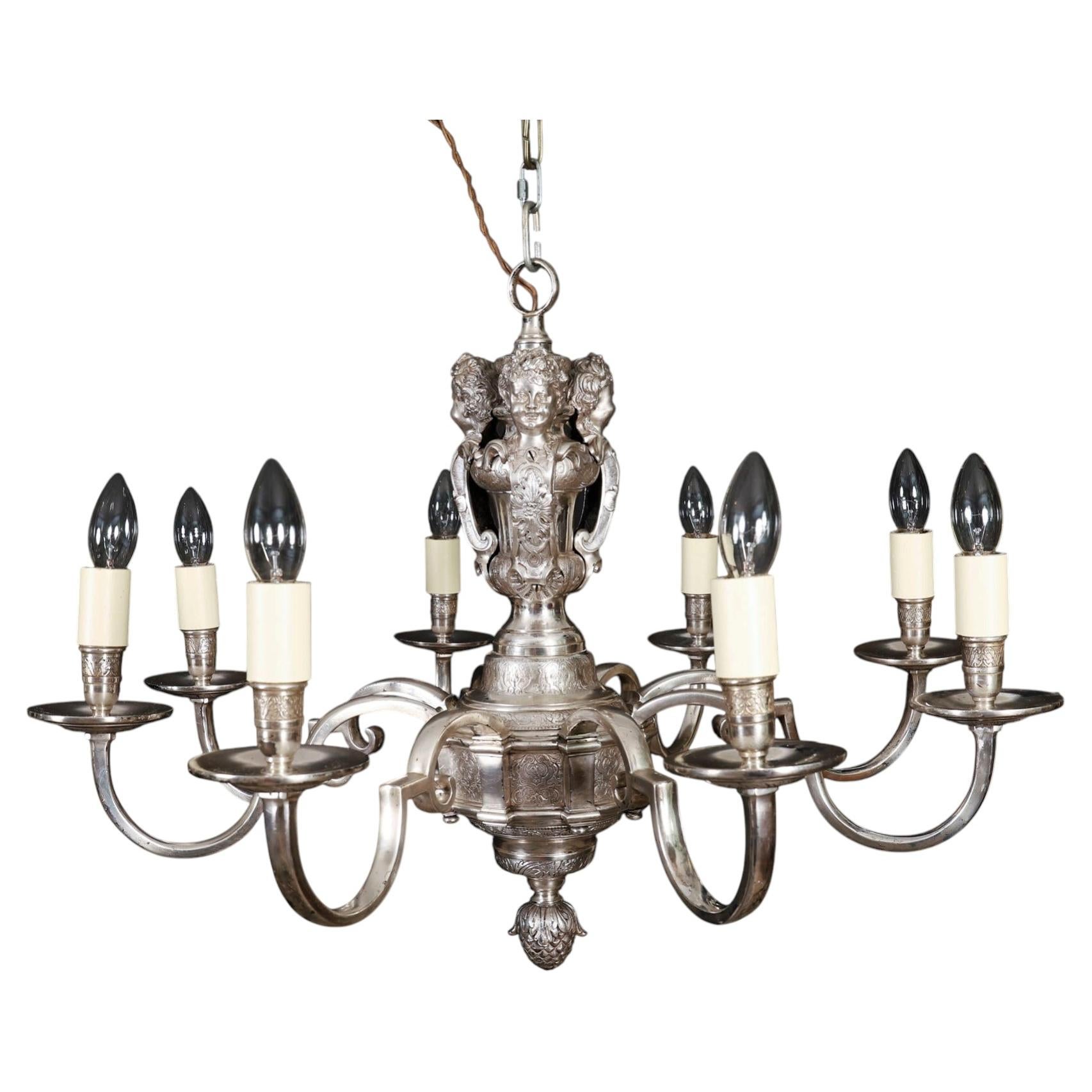 Antique English Silver Plated Chandelier 20th Century
