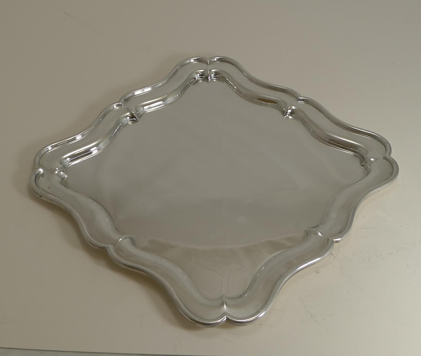 Antique English Silver Plated Cocktail / Drinks Tray by Martin Hall, circa 1900 In Good Condition In Bath, GB