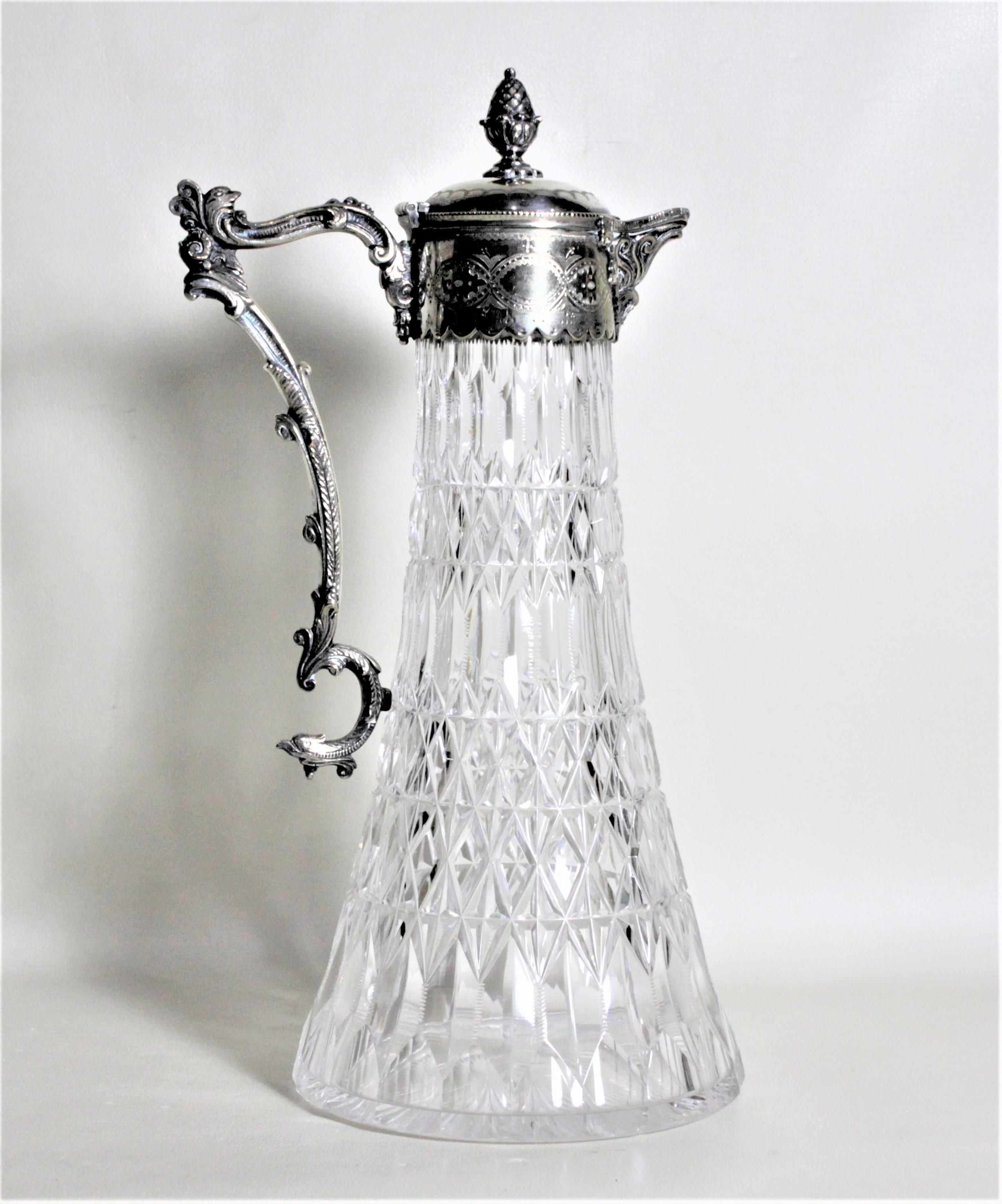 claret decanter silver & cut crystal