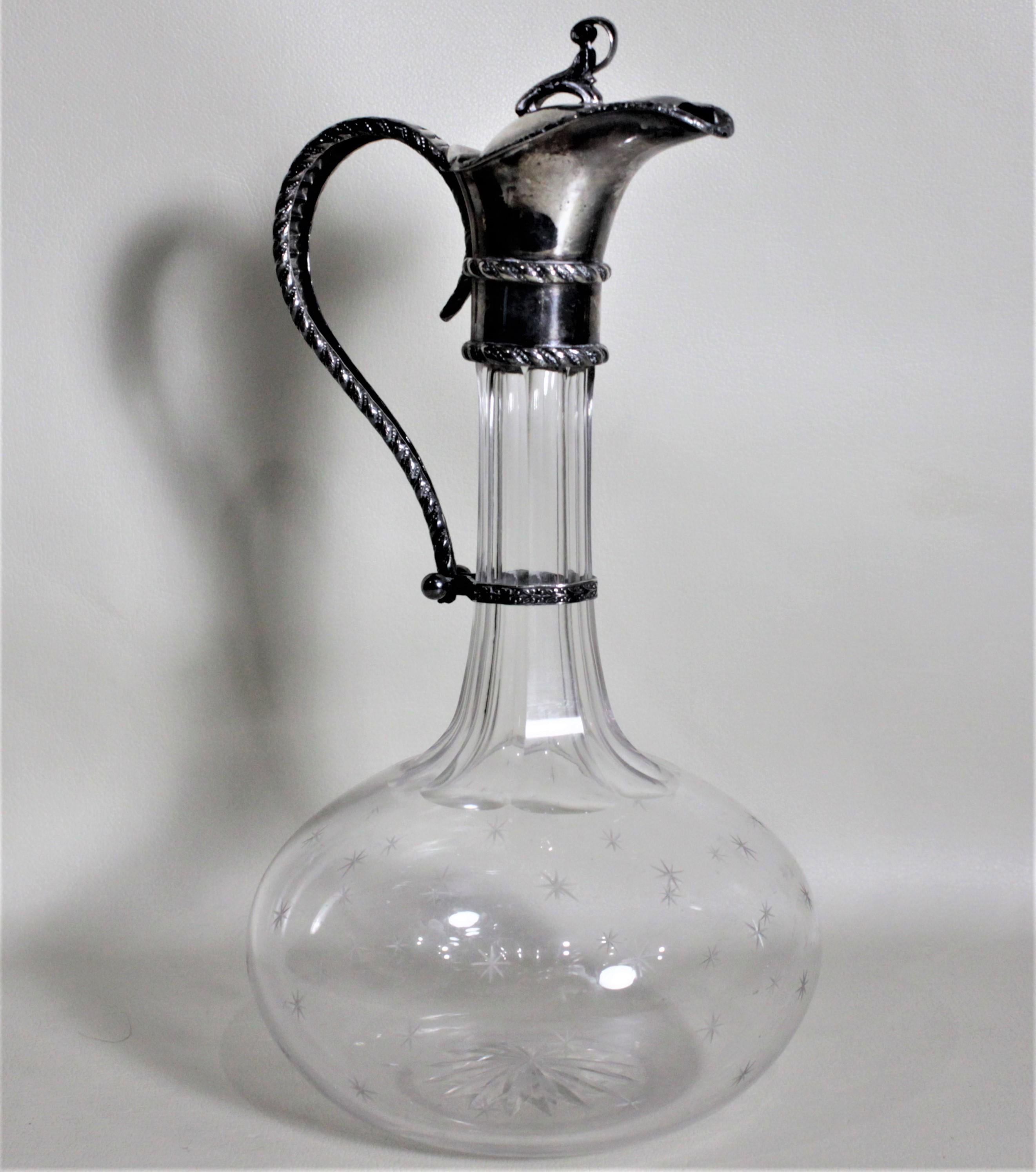 Antike englische versilberte und geschliffene Glas Claret Krug oder Dekanter (Viktorianisch) im Angebot