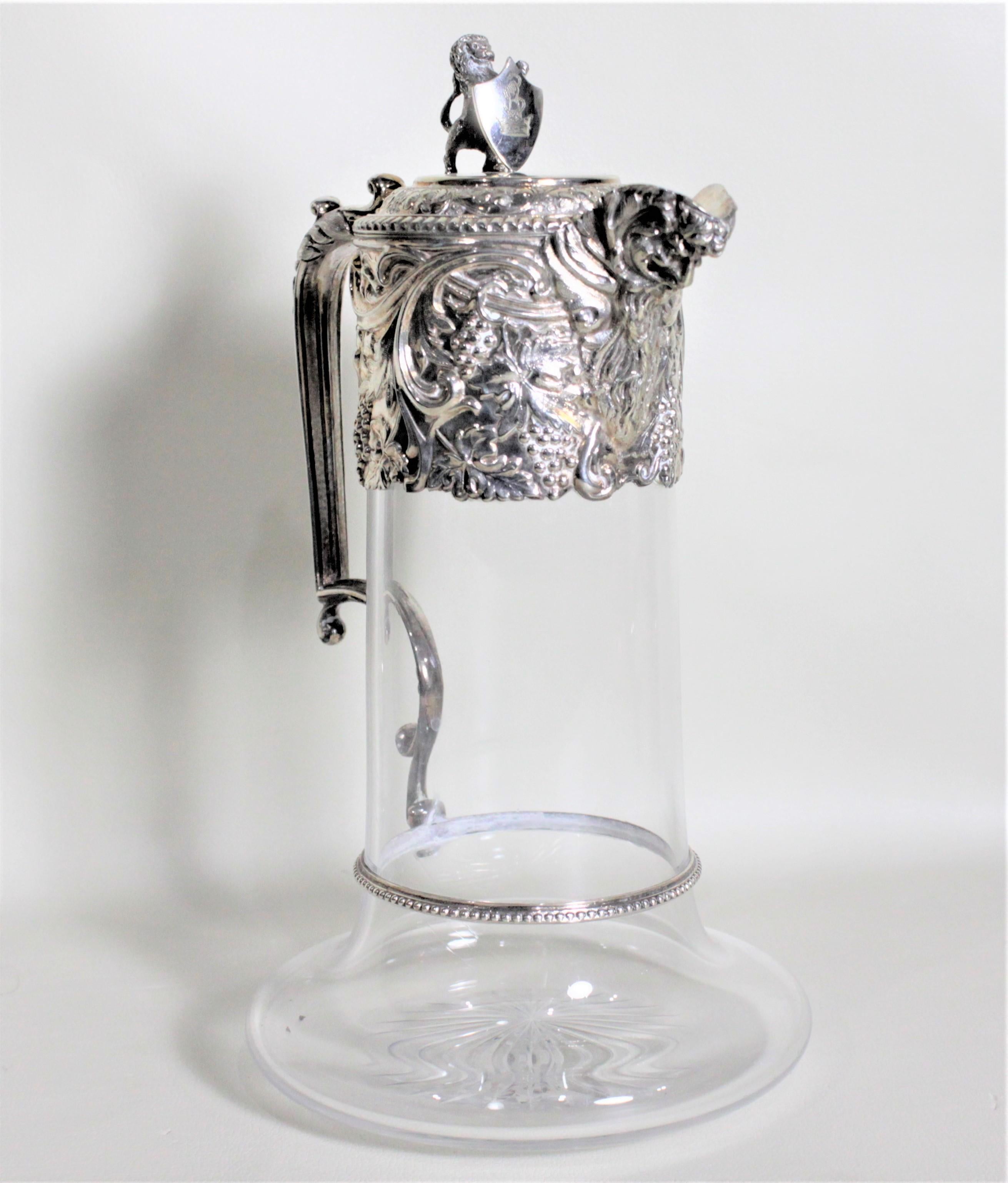 Antiker englischer Claret-Krug oder Dekanter aus versilbertem und geschliffenem Glas (Viktorianisch) im Angebot