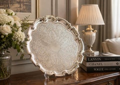 Antique English Silver-Plated Decorative Charger Tea/Coffee Tray, Home Decor