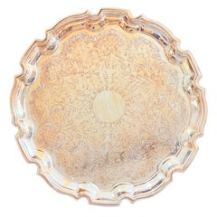 Antique English Silver-Plated Decorative Charger Tea/Coffee Tray, Home Decor