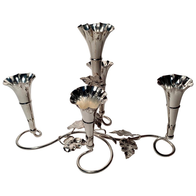 Antique English Silver Plated Floral Epergne, circa 1890 at 1stDibs