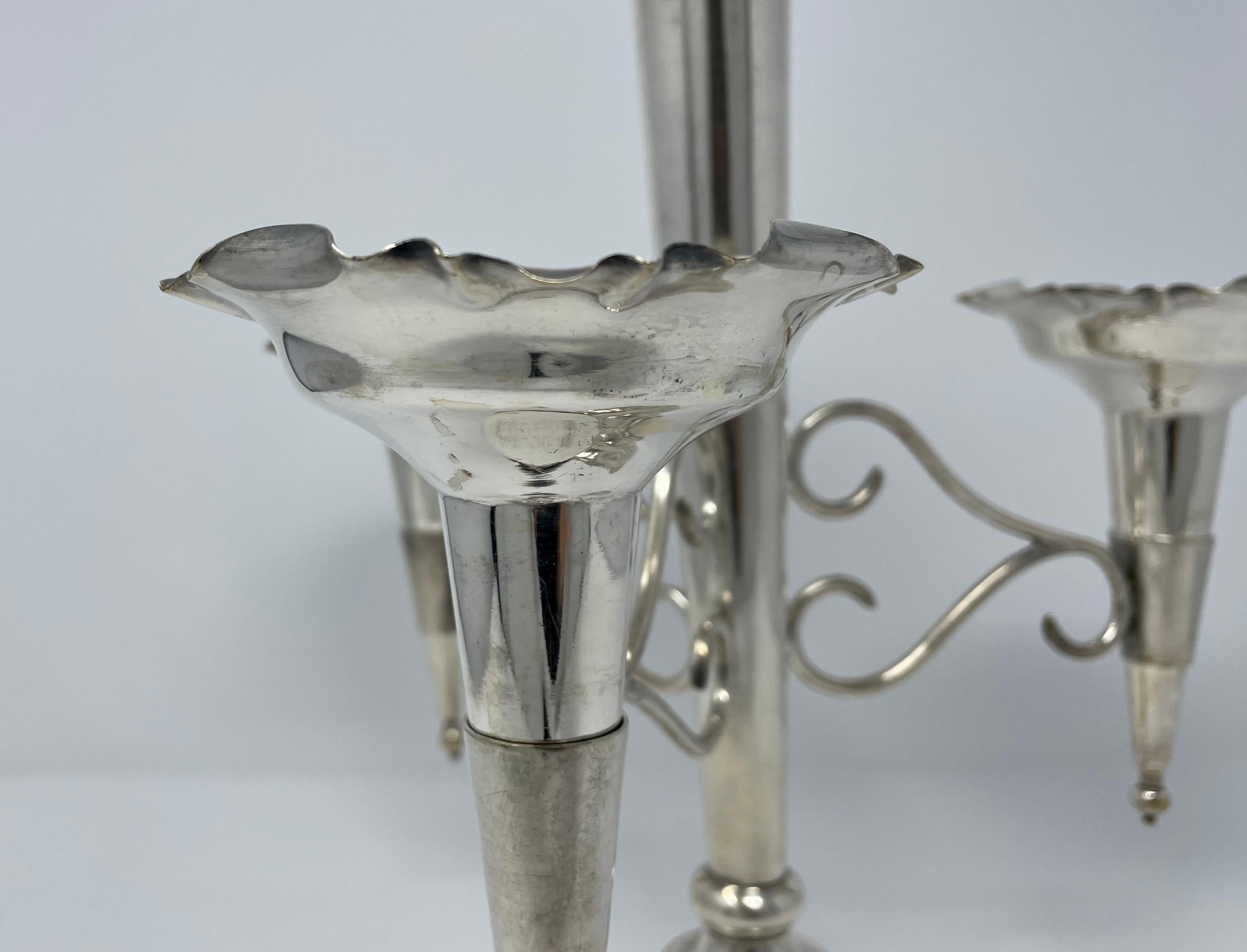 20th Century Antique English Silver Plated Floral Vase For Sale