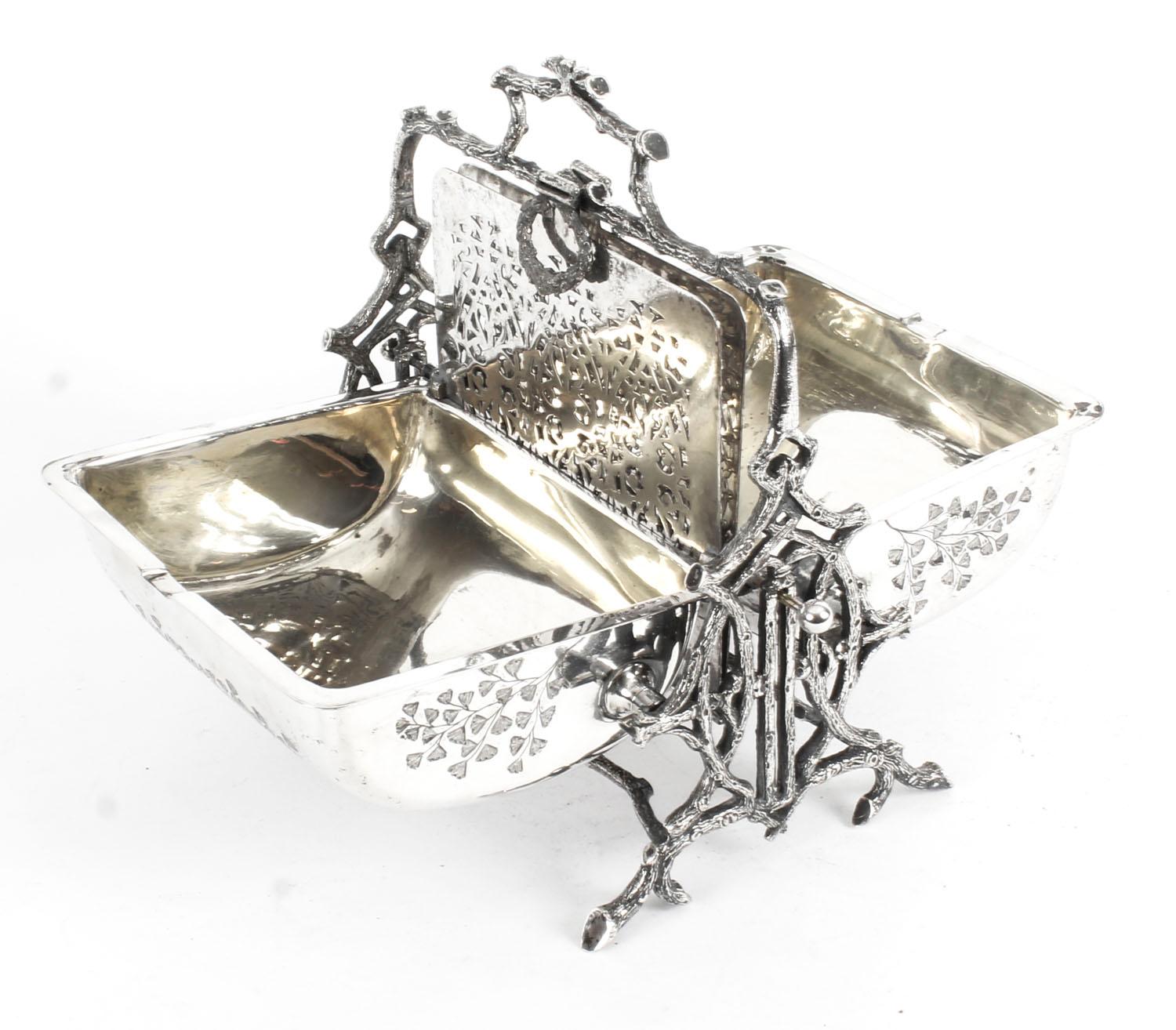 Antique English Silver Plated Folding Sweets Biscuit Box, 19th Century 5