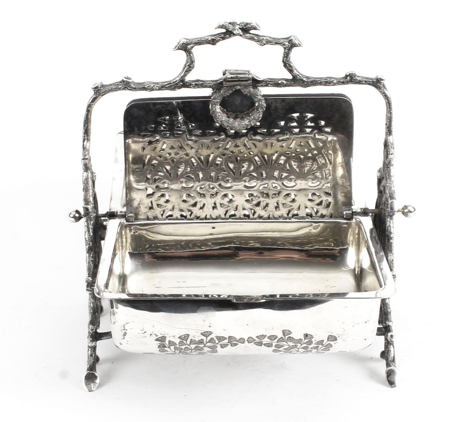 Antique English Silver Plated Folding Sweets Biscuit Box, 19th Century 6