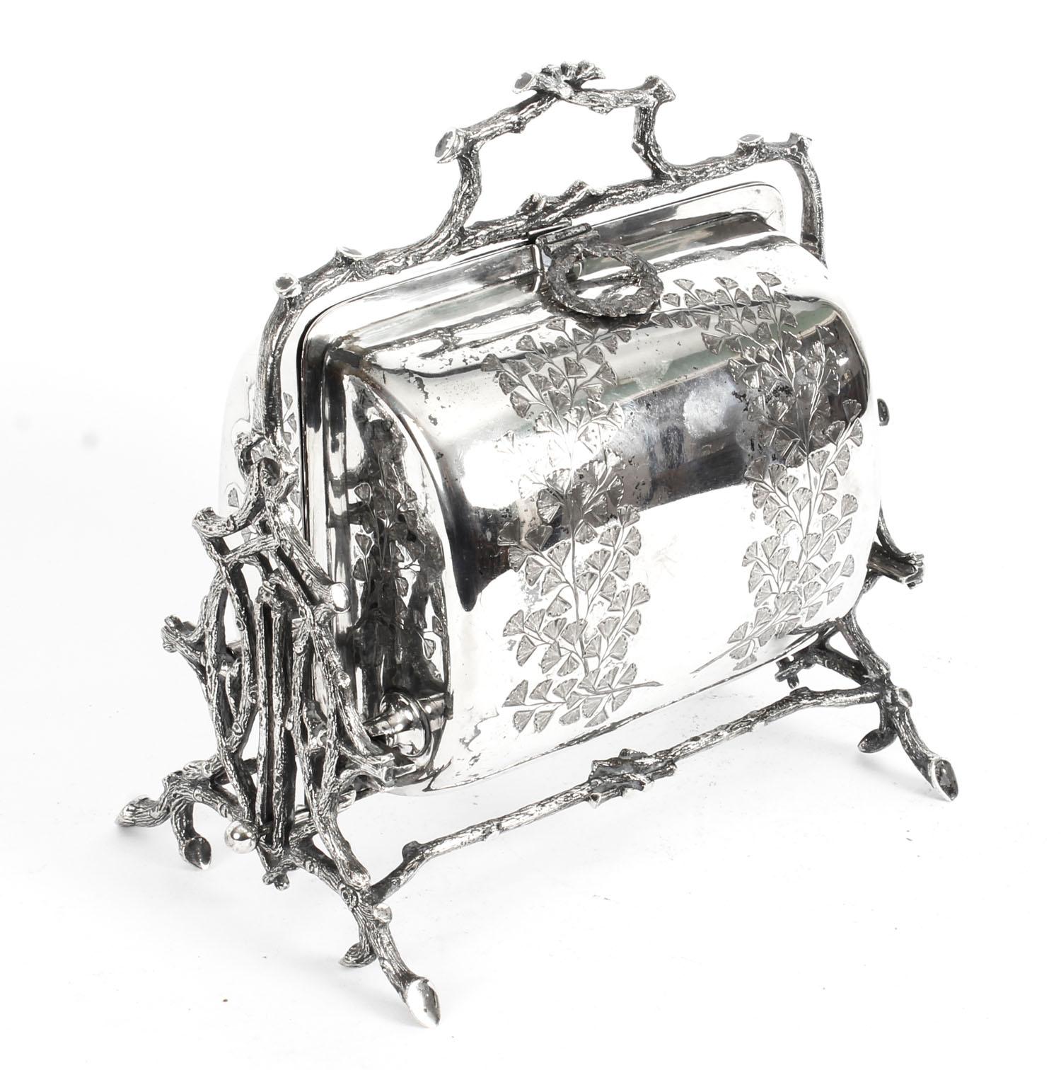 Antique English Silver Plated Folding Sweets Biscuit Box, 19th Century 11