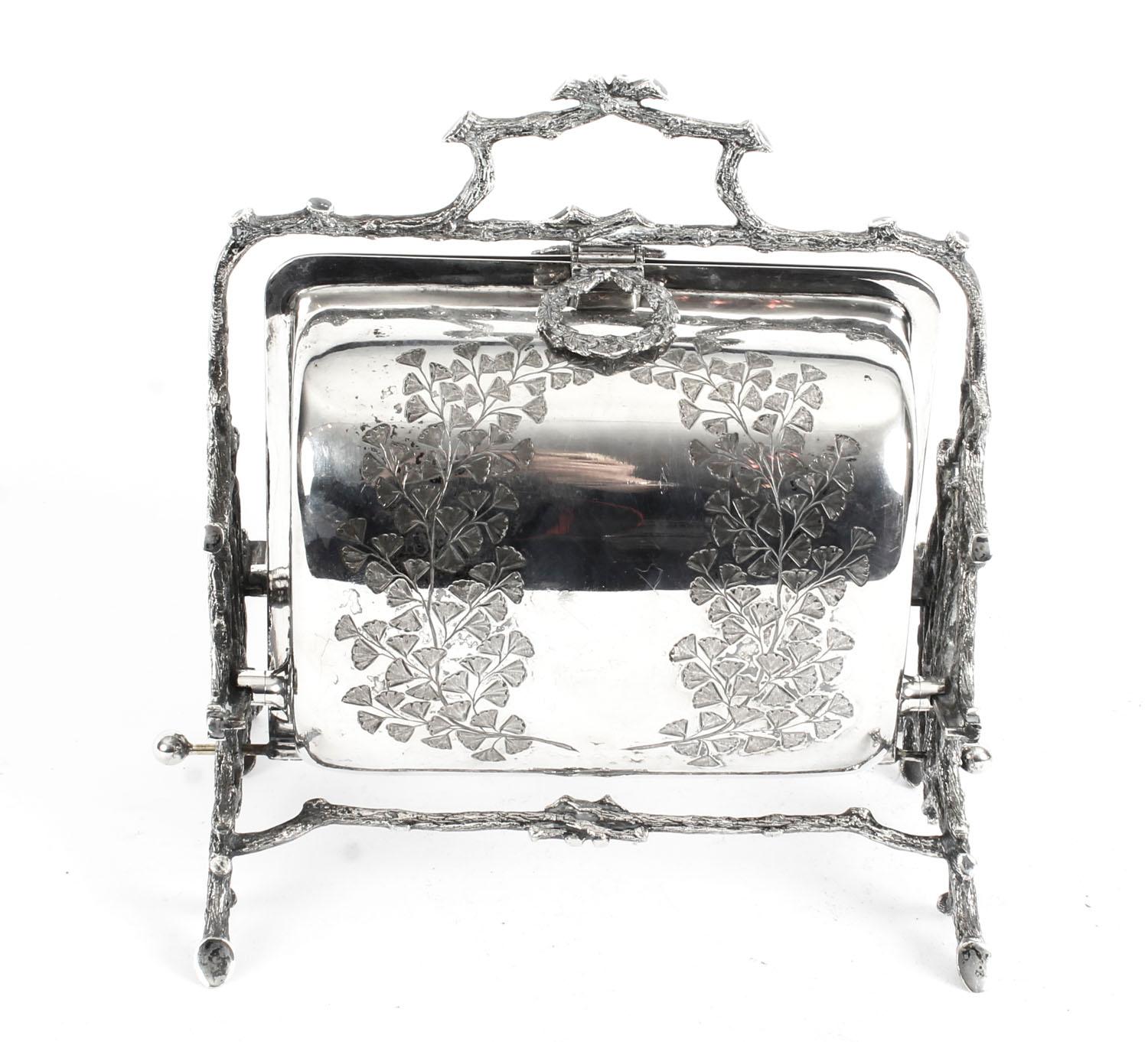 Antique English Silver Plated Folding Sweets Biscuit Box, 19th Century In Good Condition In London, GB