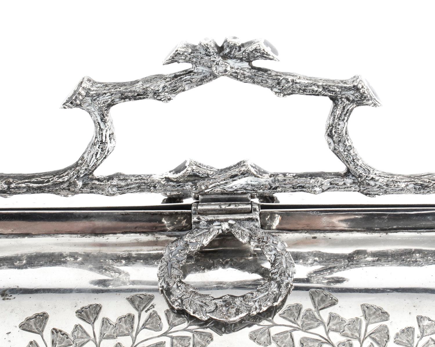 Late 19th Century Antique English Silver Plated Folding Sweets Biscuit Box, 19th Century