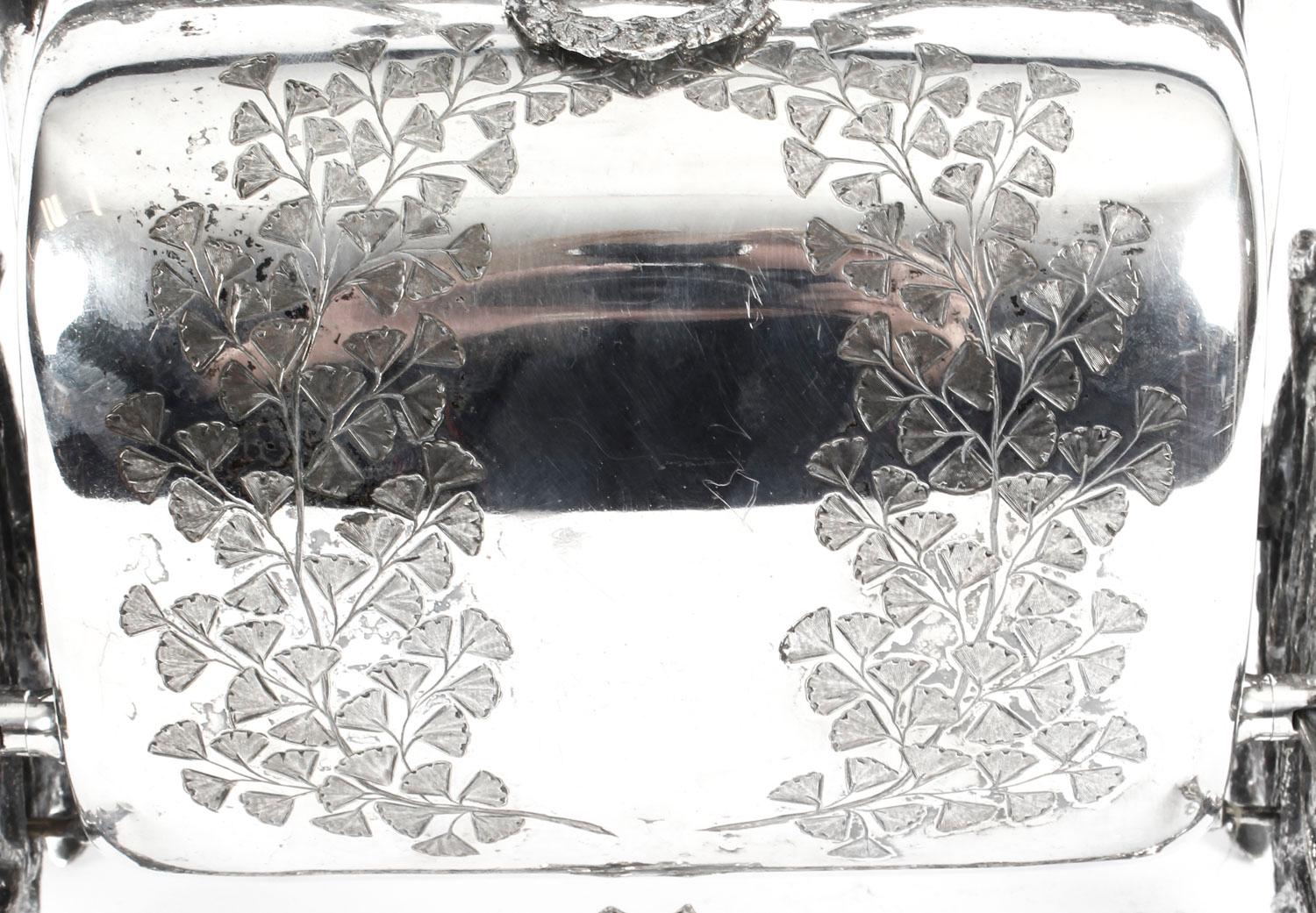 Antique English Silver Plated Folding Sweets Biscuit Box, 19th Century 1