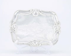 Antique English Silver Plated Footed Oval Shape Serving Tray