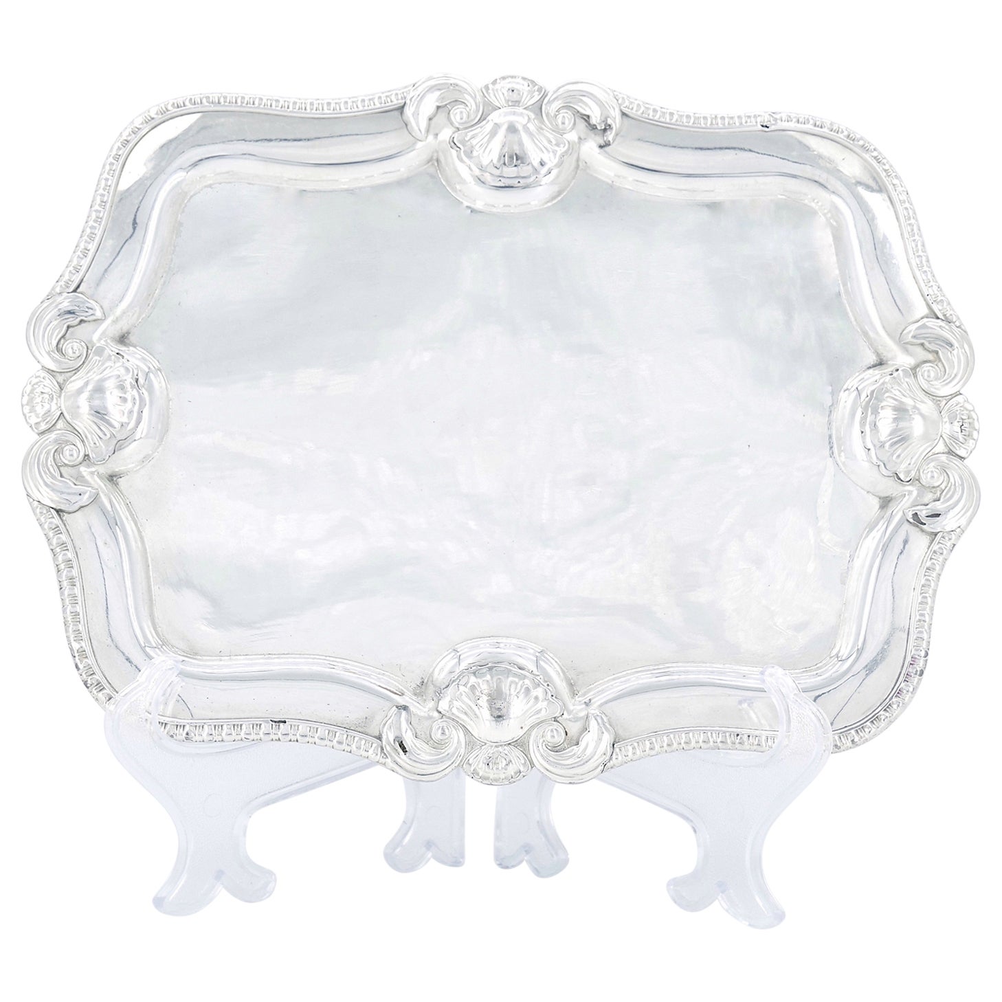 Antique English Silver Plated Footed Oval Shape Serving Tray