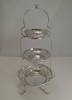 Antique English Silver Plated Graduated Cake Stand, circa 1900