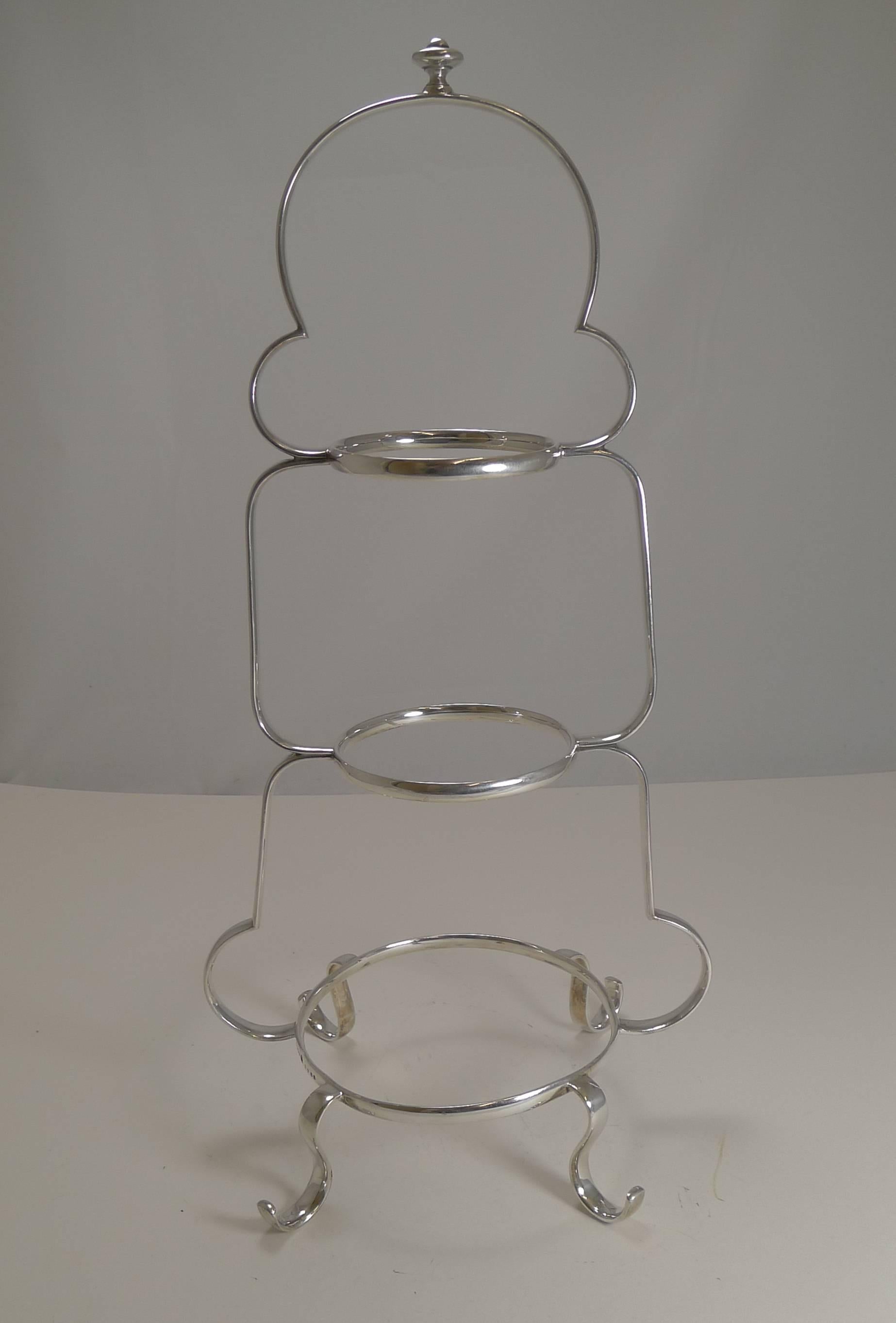 Early 20th Century Antique English Silver Plated Graduated Cake Stand, circa 1900