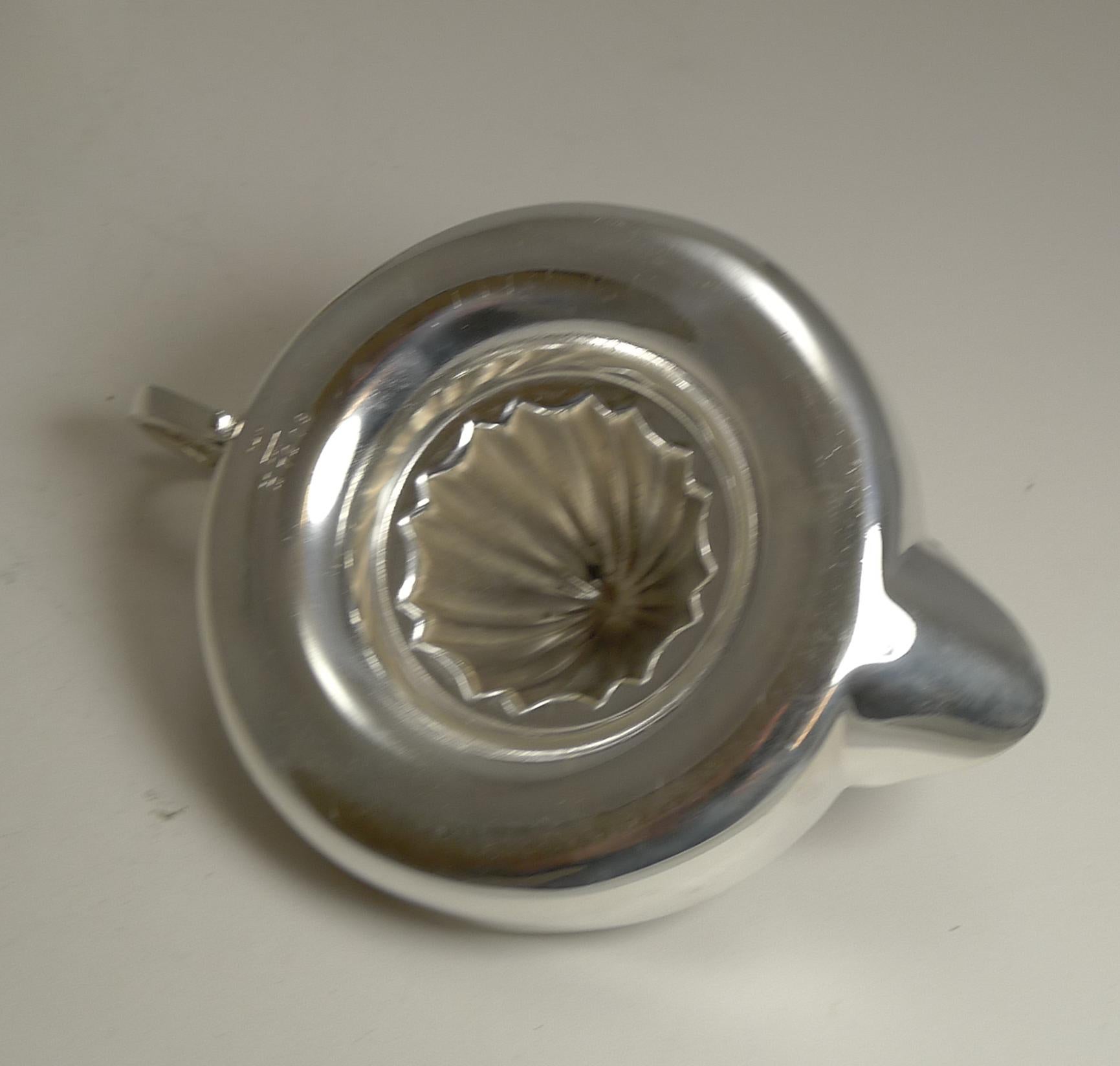 Antique English Silver Plated Lemon Squeezer / Reamer by Daniel and Arter In Good Condition In Bath, GB