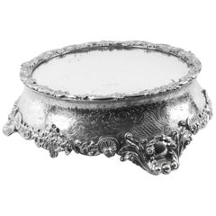 Used English Silver Plated Mirrored Top Cake Stand, 19th Century