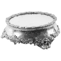 Antique English Silver Plated Mirrored Top Cake Stand, 19th Century