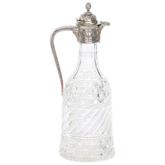 English Silver Plated Mounted / Cut Glass Claret Jug