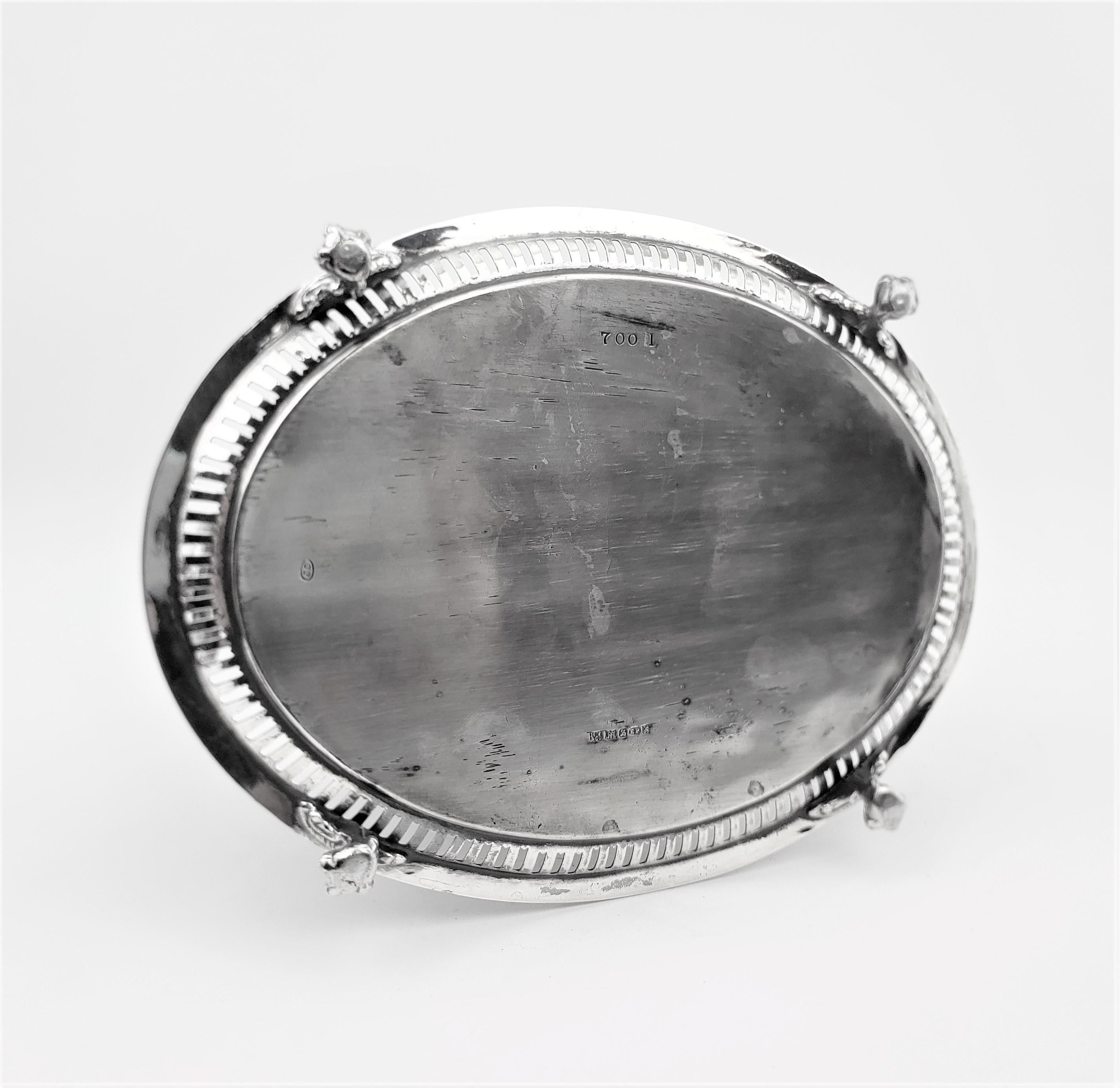 19th Century Antique English Silver Plated Oval Biscuit Barrel with Harvest Decoration