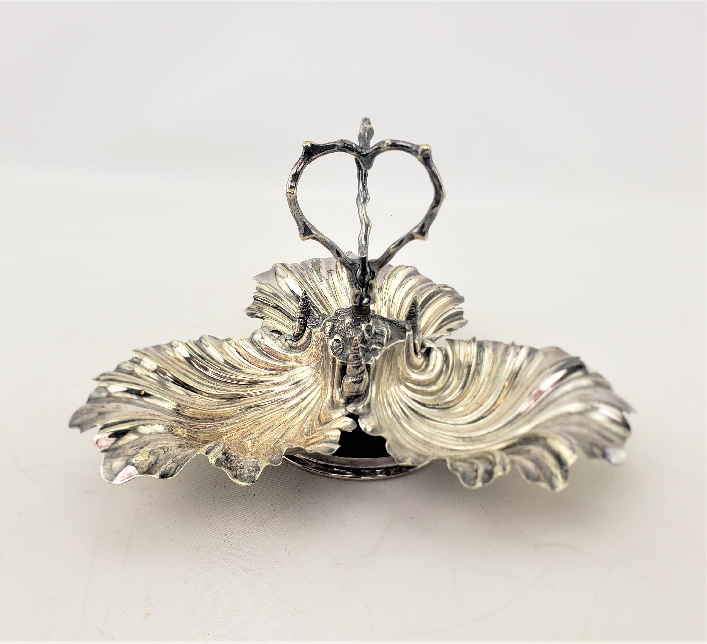 Machine-Made Antique English Silver Plated Partitioned Serving Bowl or Condiment Dish For Sale