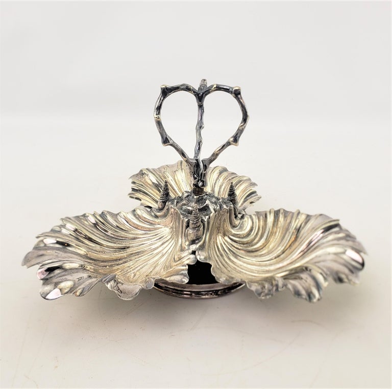 Antique English Silver Plated Partitioned Serving Bowl or Condiment Dish For Sale at 1stDibs