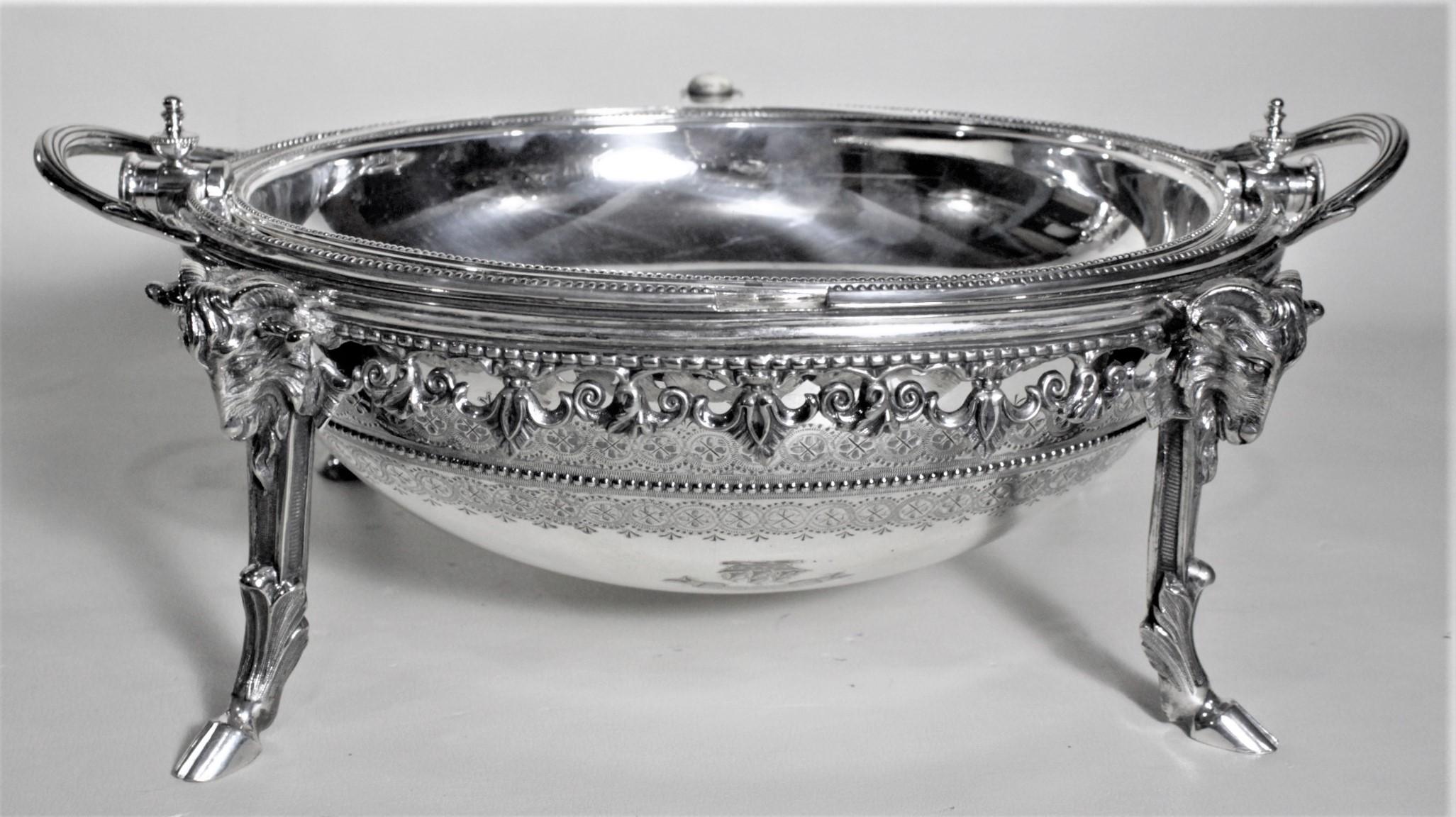 Antique English Silver Plated Revolving Breakfast Dome with Figural Ram Accents For Sale 1
