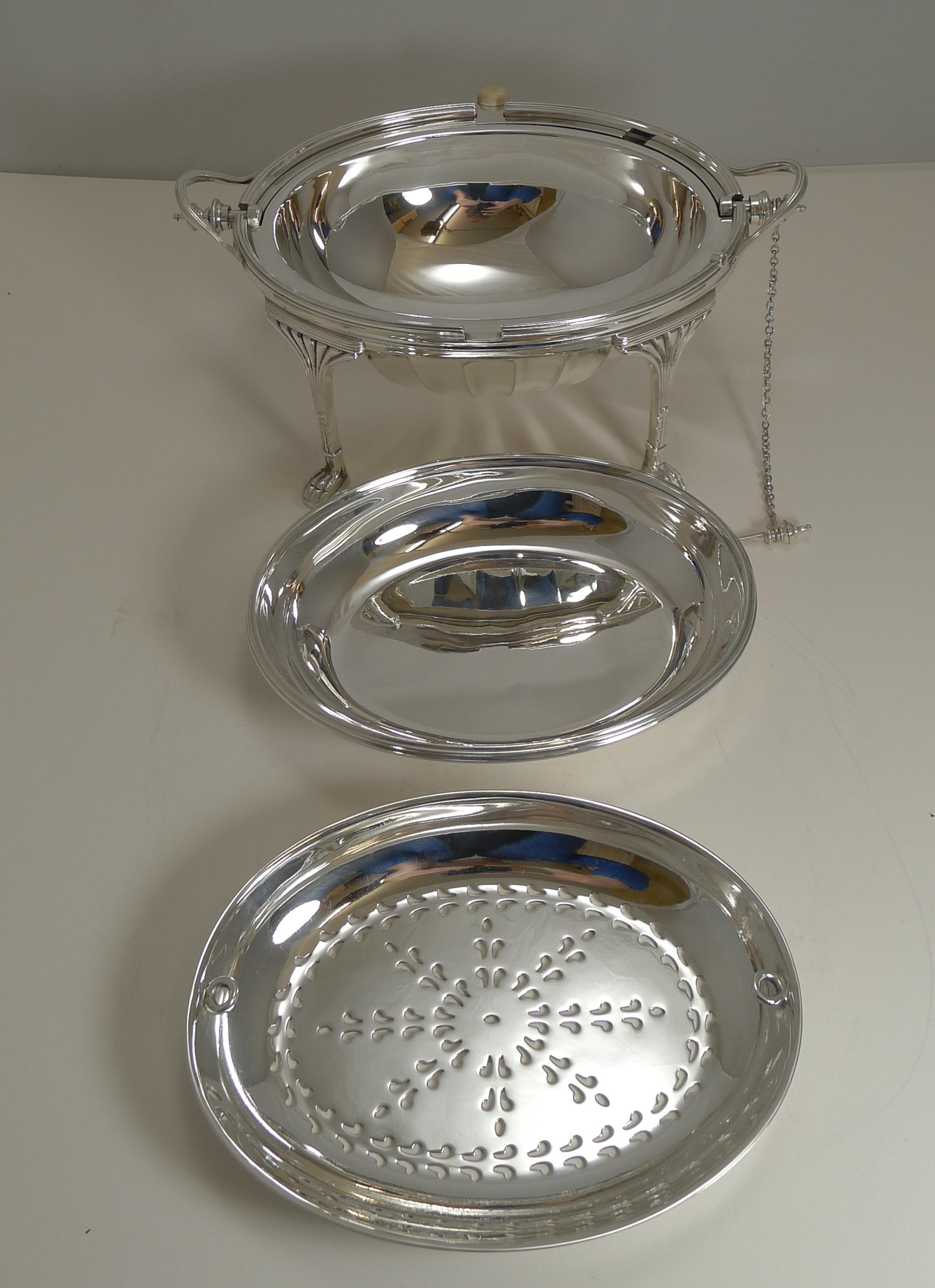 Antique English Silver Plated Revolving Breakfast / Serving Dish, Mappin & Webb 4