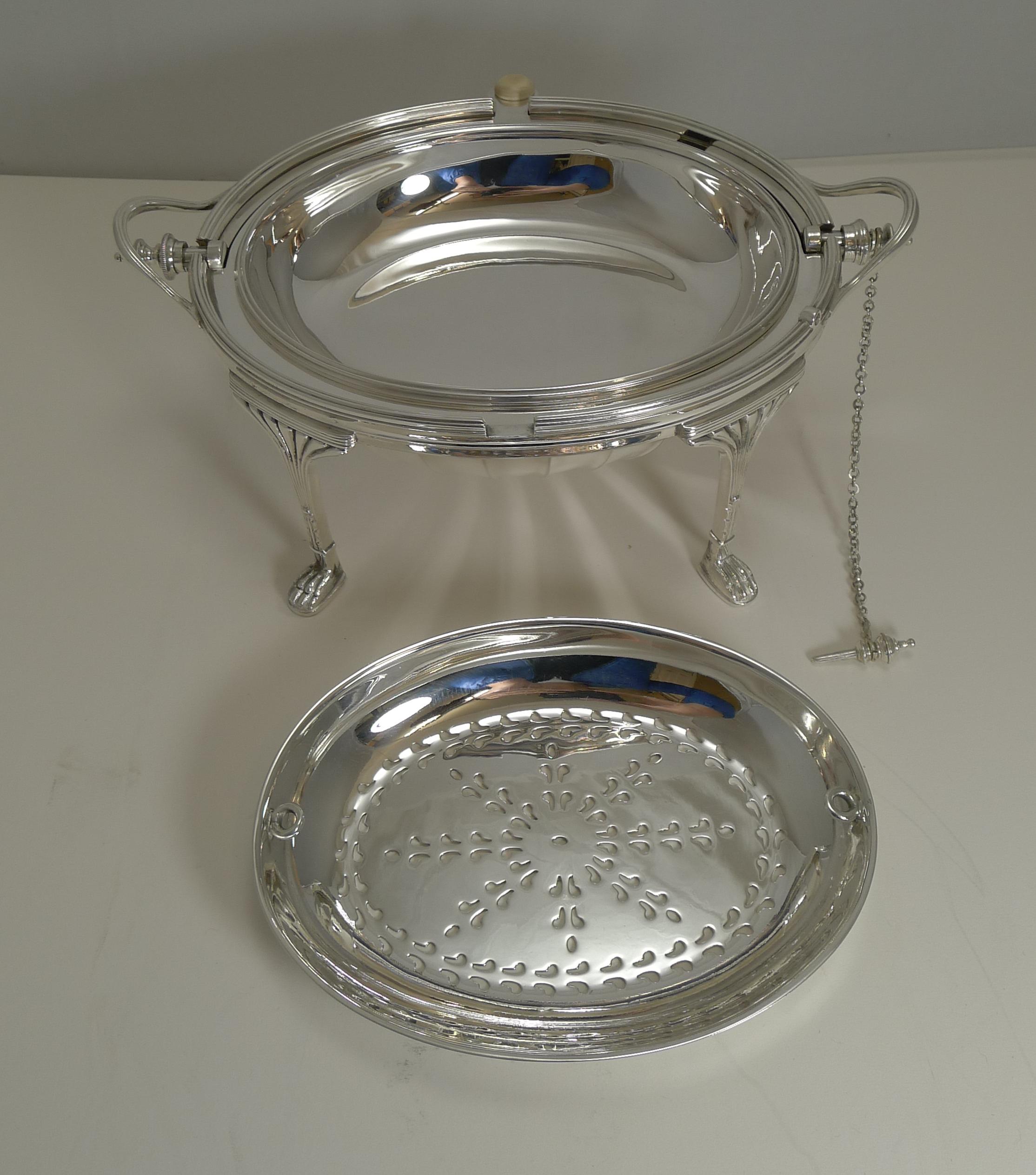 Antique English Silver Plated Revolving Breakfast / Serving Dish, Mappin & Webb 5