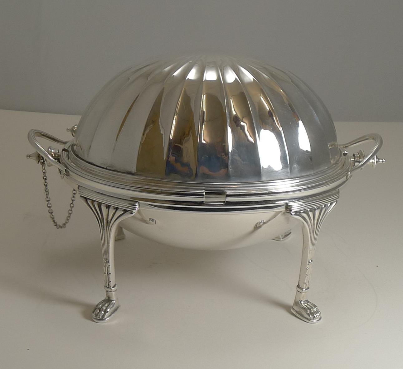 Late 19th Century Antique English Silver Plated Revolving Breakfast / Serving Dish, Mappin & Webb