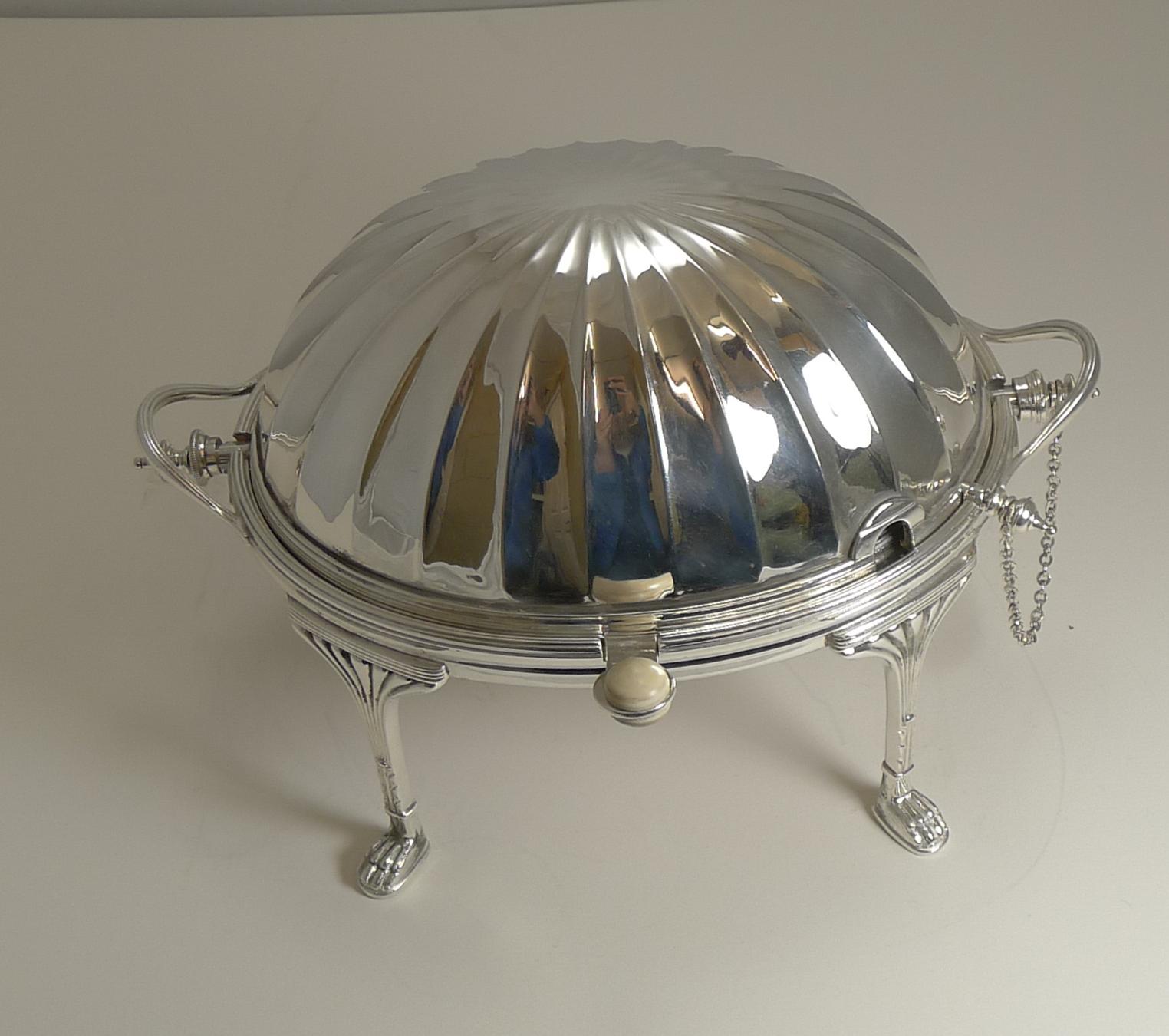 Antique English Silver Plated Revolving Breakfast / Serving Dish, Mappin & Webb 1