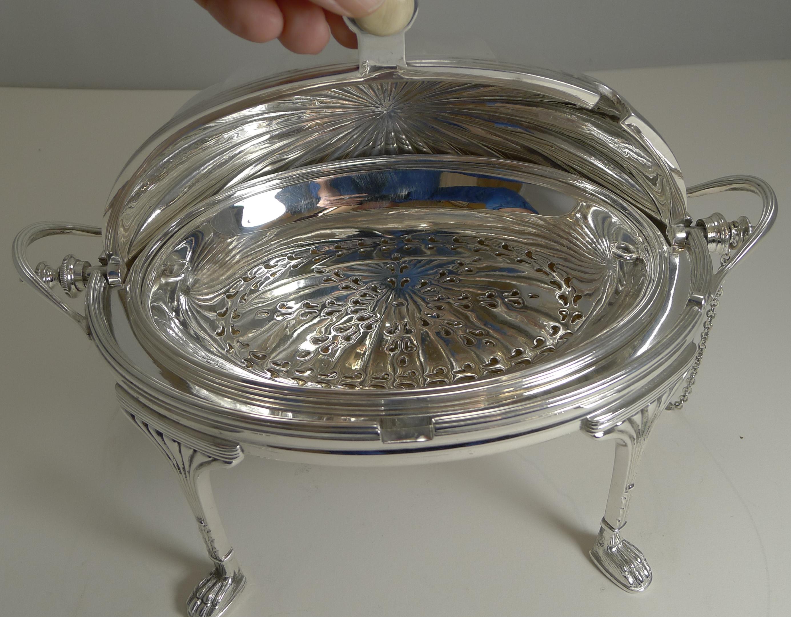 Antique English Silver Plated Revolving Breakfast / Serving Dish, Mappin & Webb 2