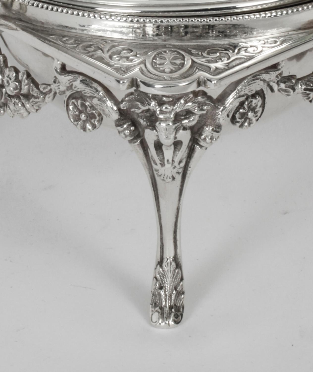 Antique English Silver Plated Roll Over Butter / Caviar Dish, 19th Century 5