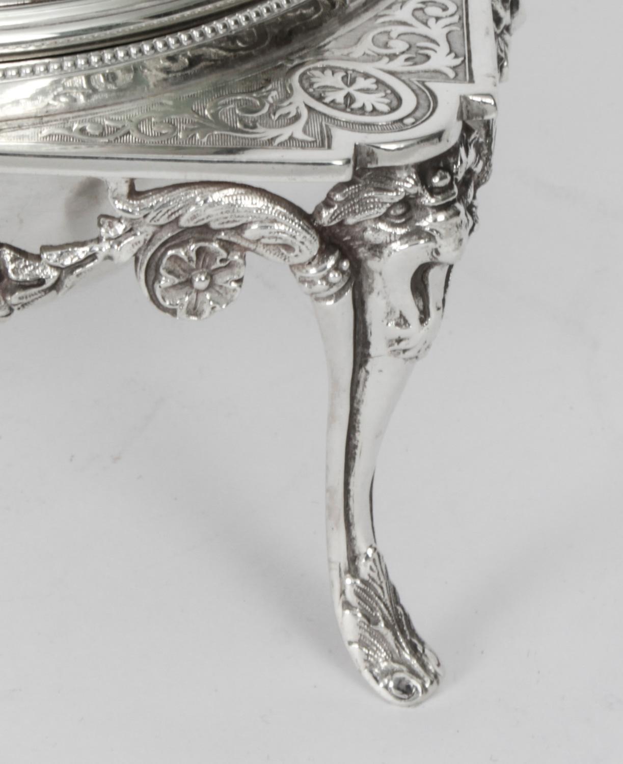 Antique English Silver Plated Roll Over Butter / Caviar Dish, 19th Century 6