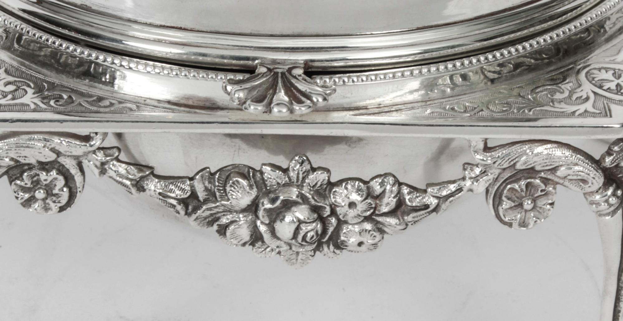 Antique English Silver Plated Roll Over Butter / Caviar Dish, 19th Century 8