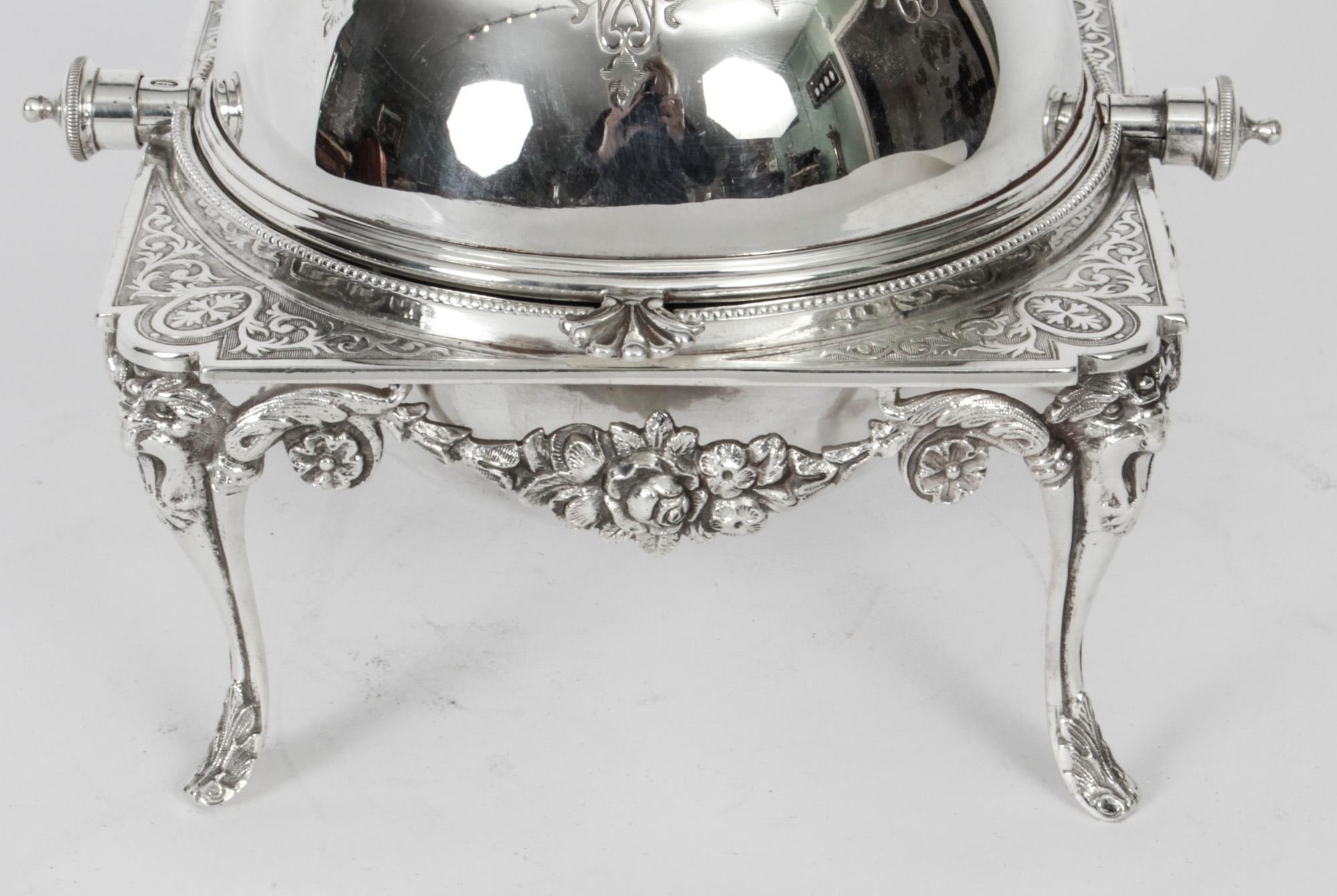 Antique English Silver Plated Roll Over Butter / Caviar Dish, 19th Century 9