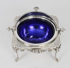 Antique English Silver Plated Roll Over Butter / Caviar Dish, 19th Century