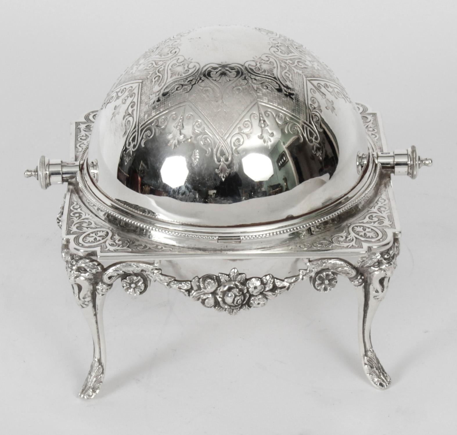 Antique English Silver Plated Roll Over Butter / Caviar Dish, 19th Century 2