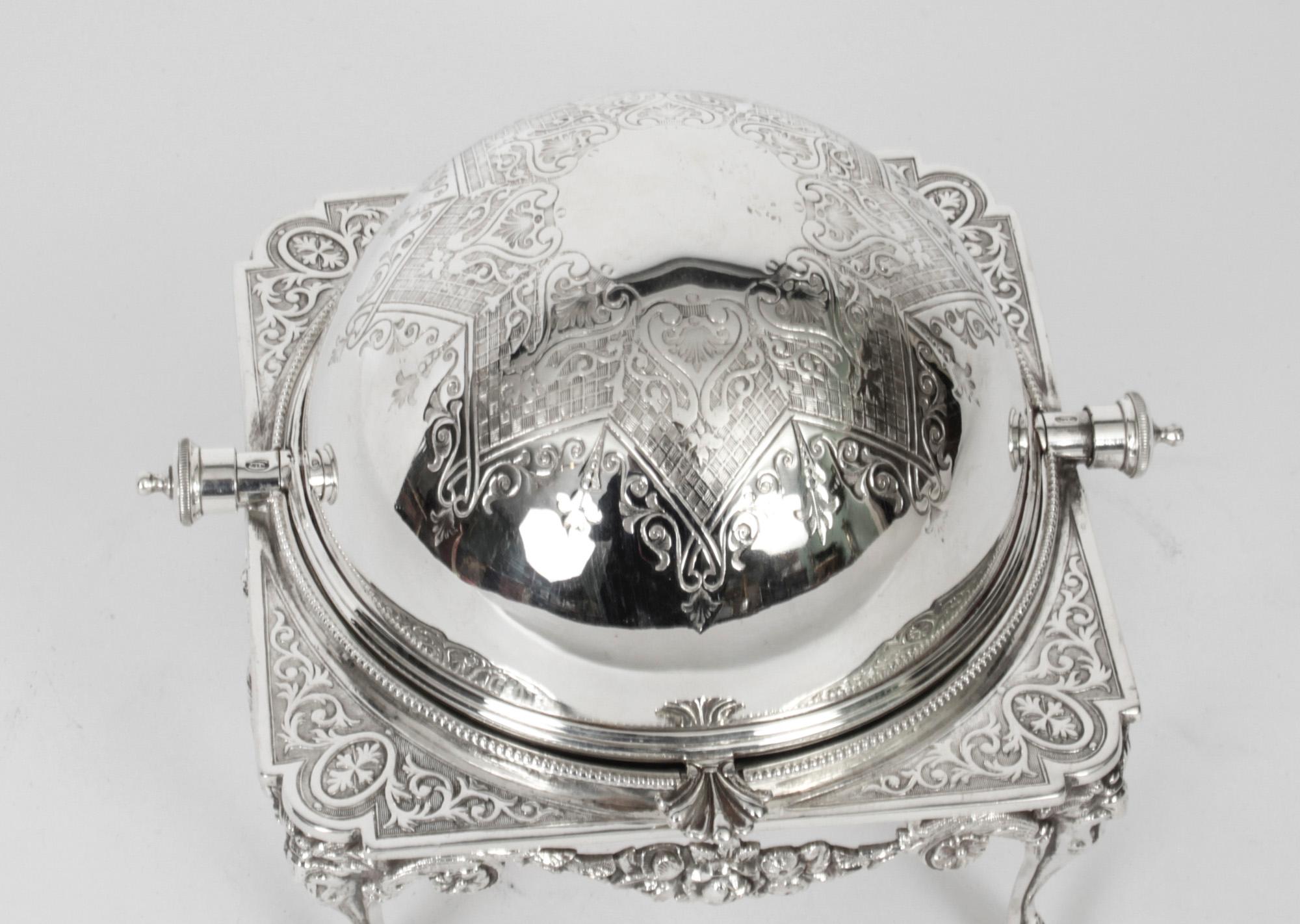 Antique English Silver Plated Roll Over Butter / Caviar Dish, 19th Century 3
