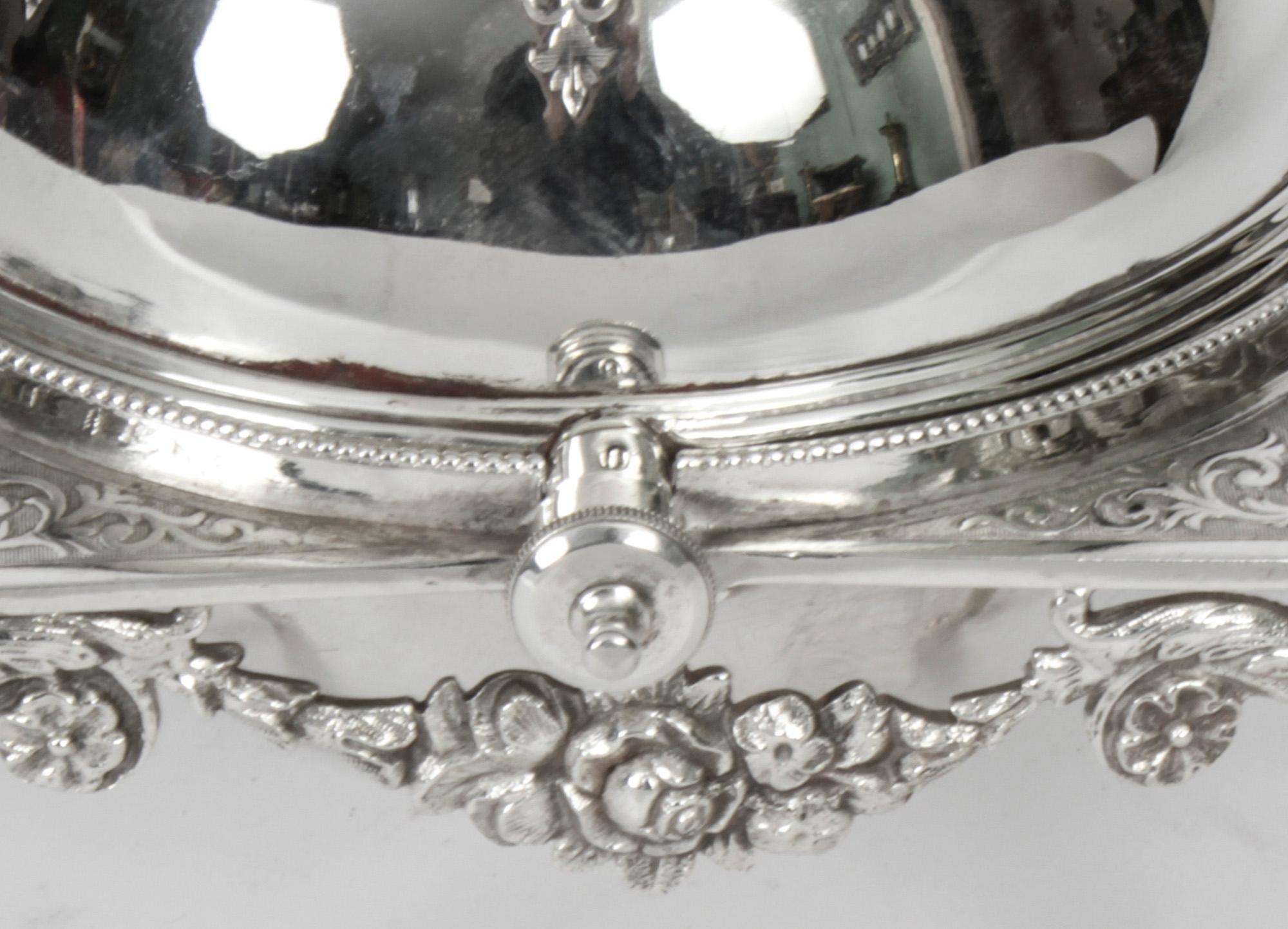 Antique English Silver Plated Roll Over Butter / Caviar Dish, 19th Century 4
