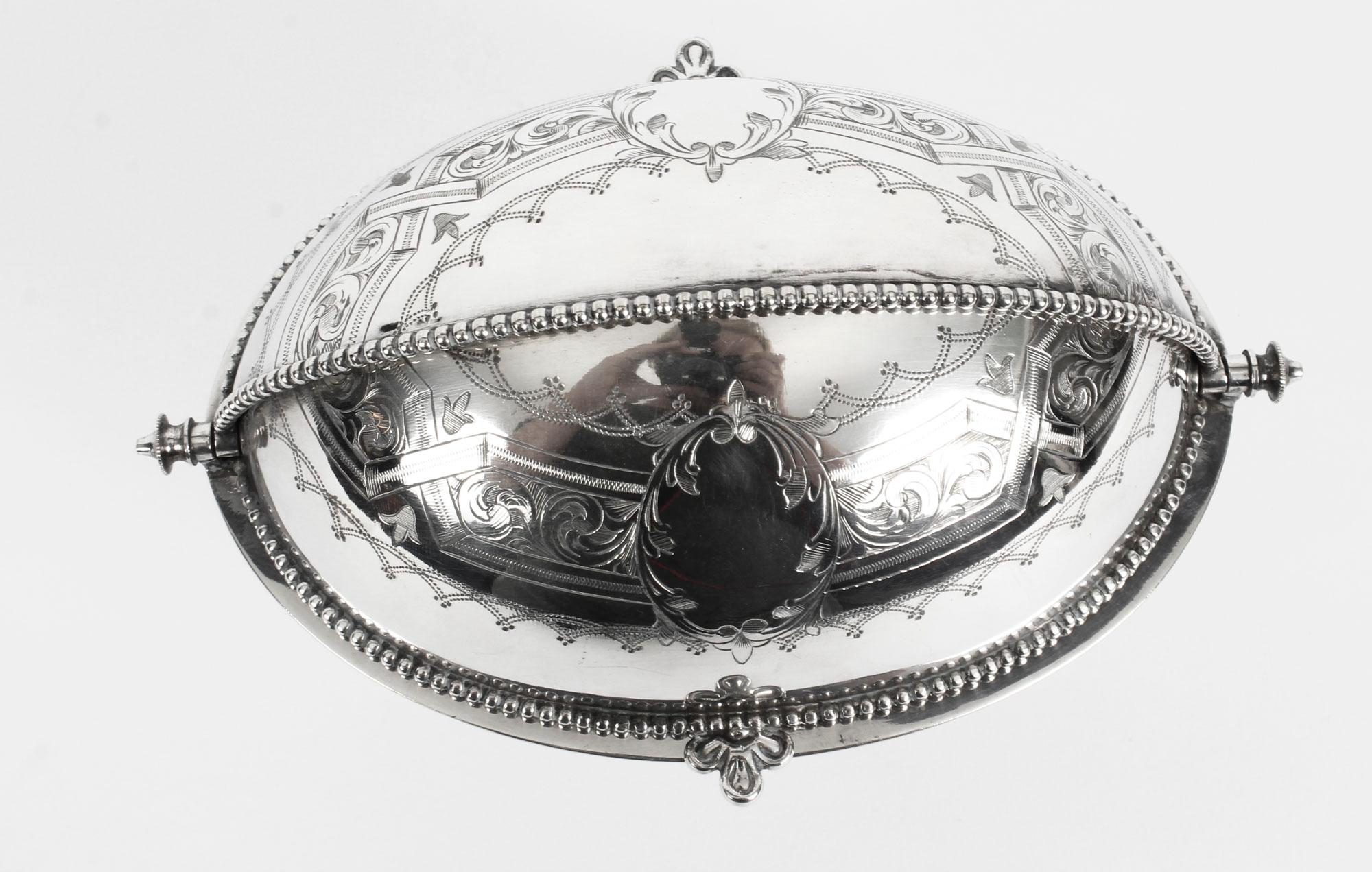 Antique English Silver Plated Roll Over Butter Dish, 19th Century 4