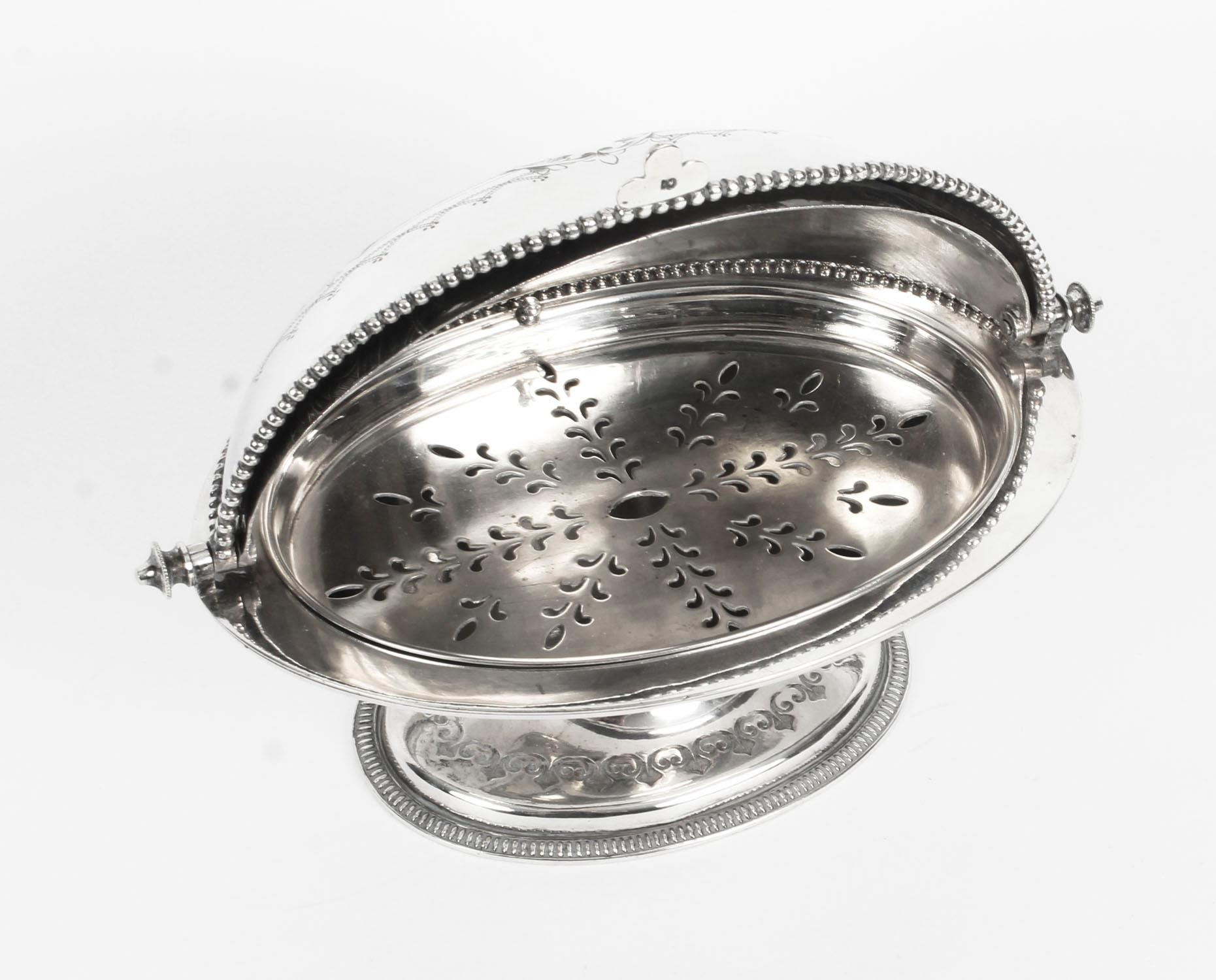 Antique English Silver Plated Roll Over Butter Dish, 19th Century 5