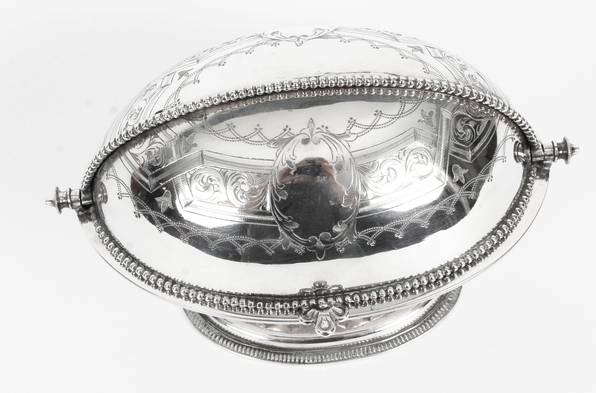 Antique English Silver Plated Roll Over Butter Dish, 19th Century 1