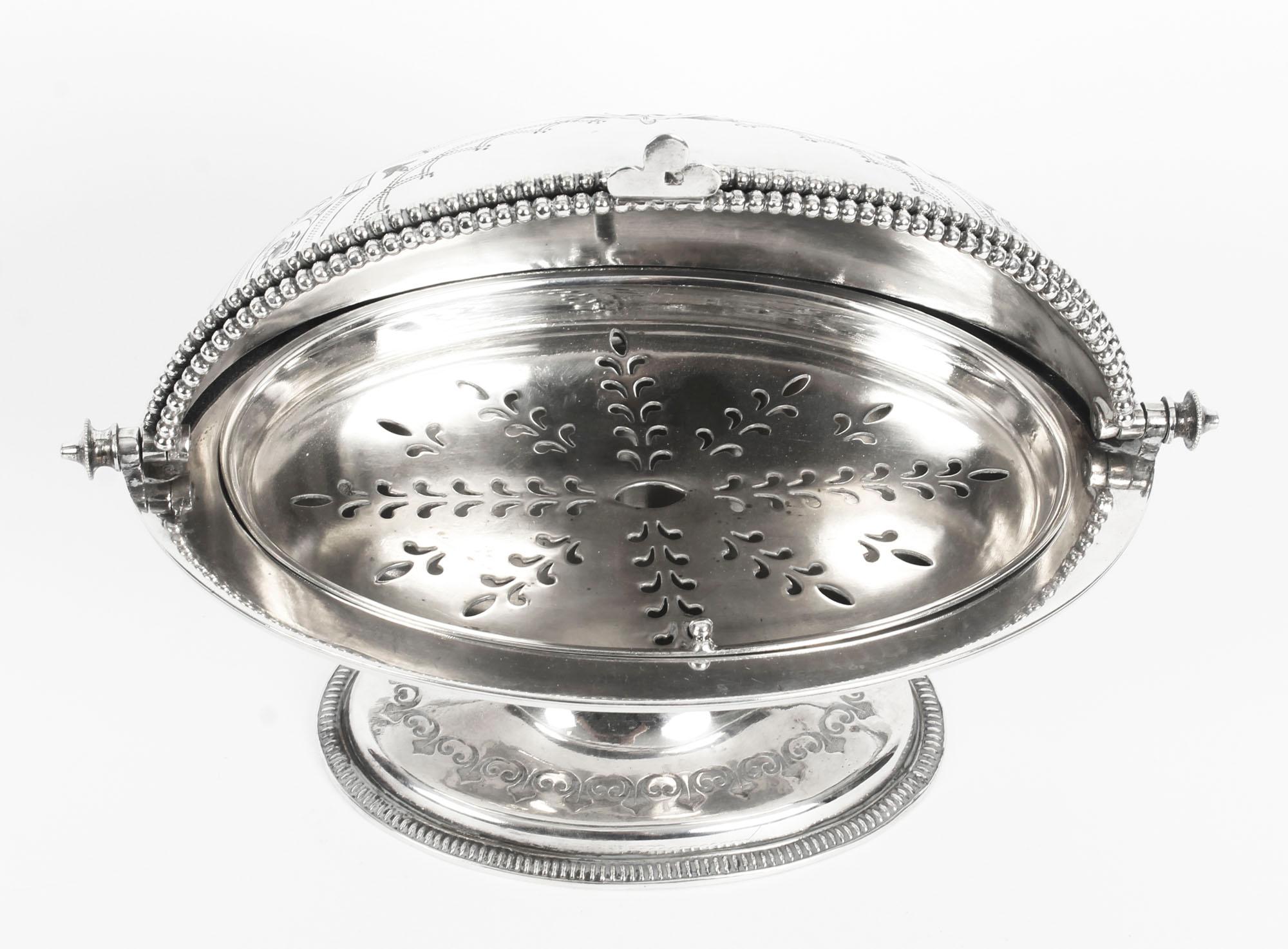 Antique English Silver Plated Roll Over Butter Dish, 19th Century 2