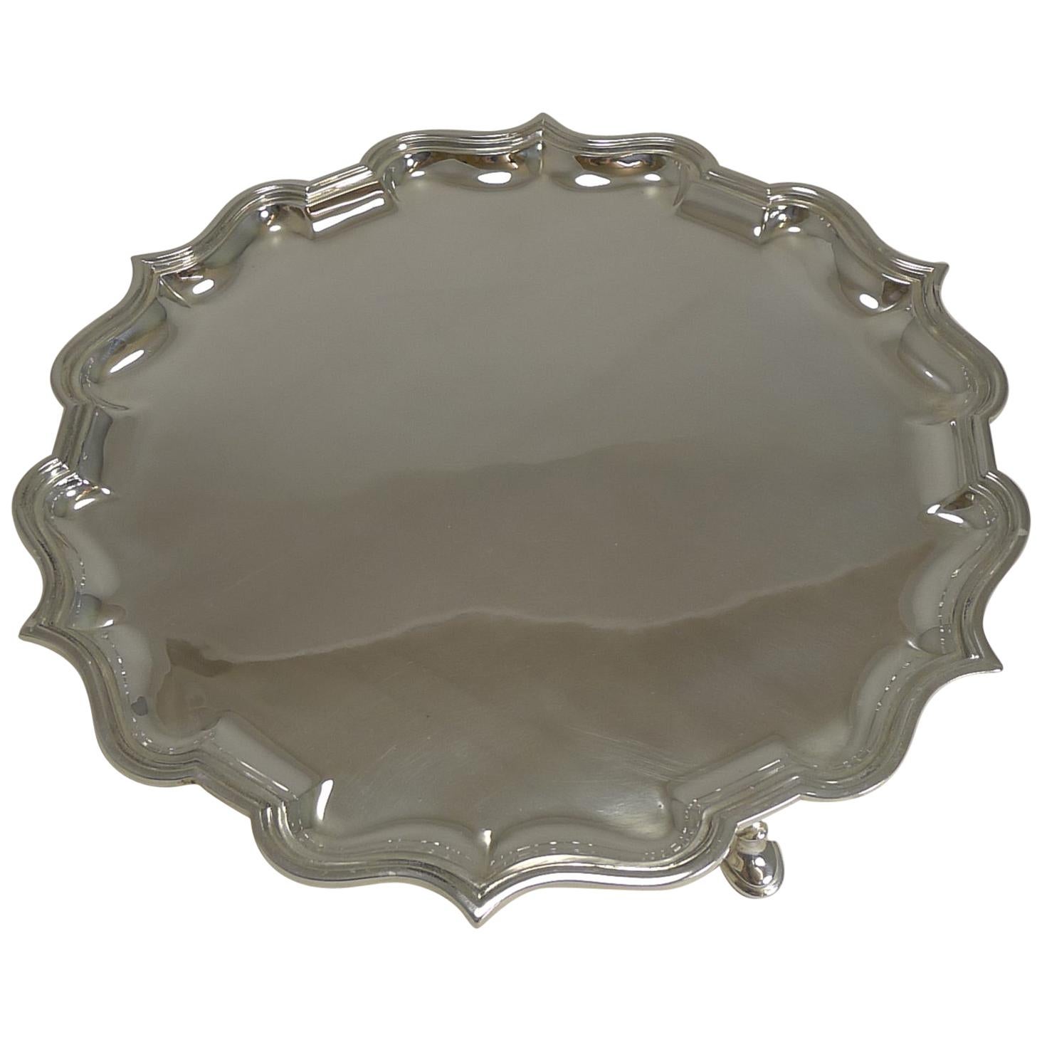 Antique English Silver Plated Salver / Tray by Elkington, 1911
