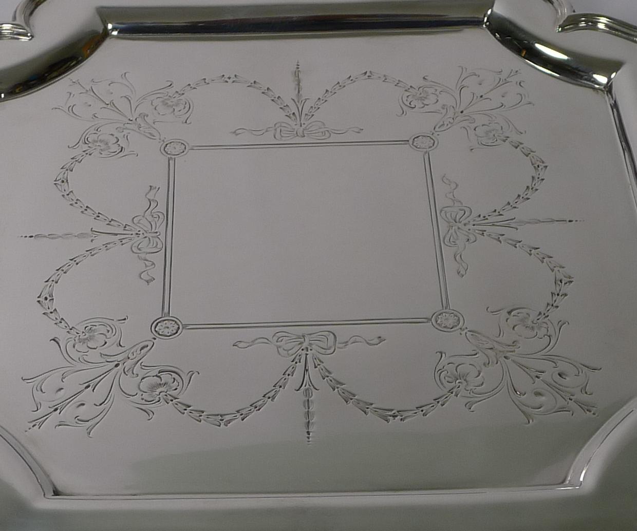 Early 20th Century Antique English Silver Plated Salver / Tray by Roberts & Belk