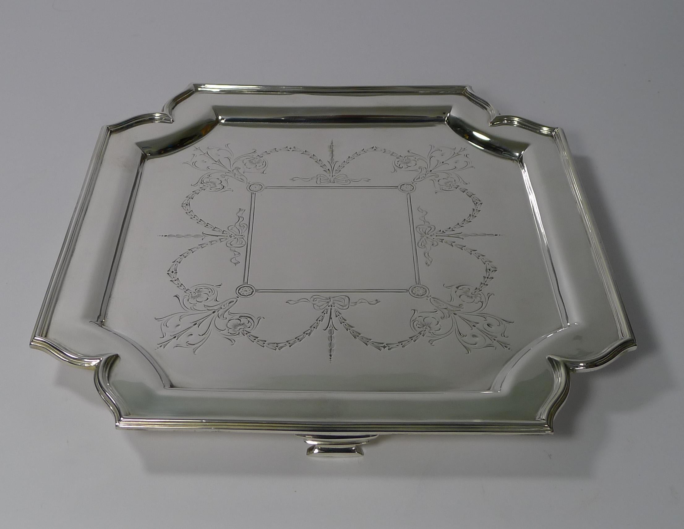 Antique English Silver Plated Salver / Tray by Roberts & Belk 2
