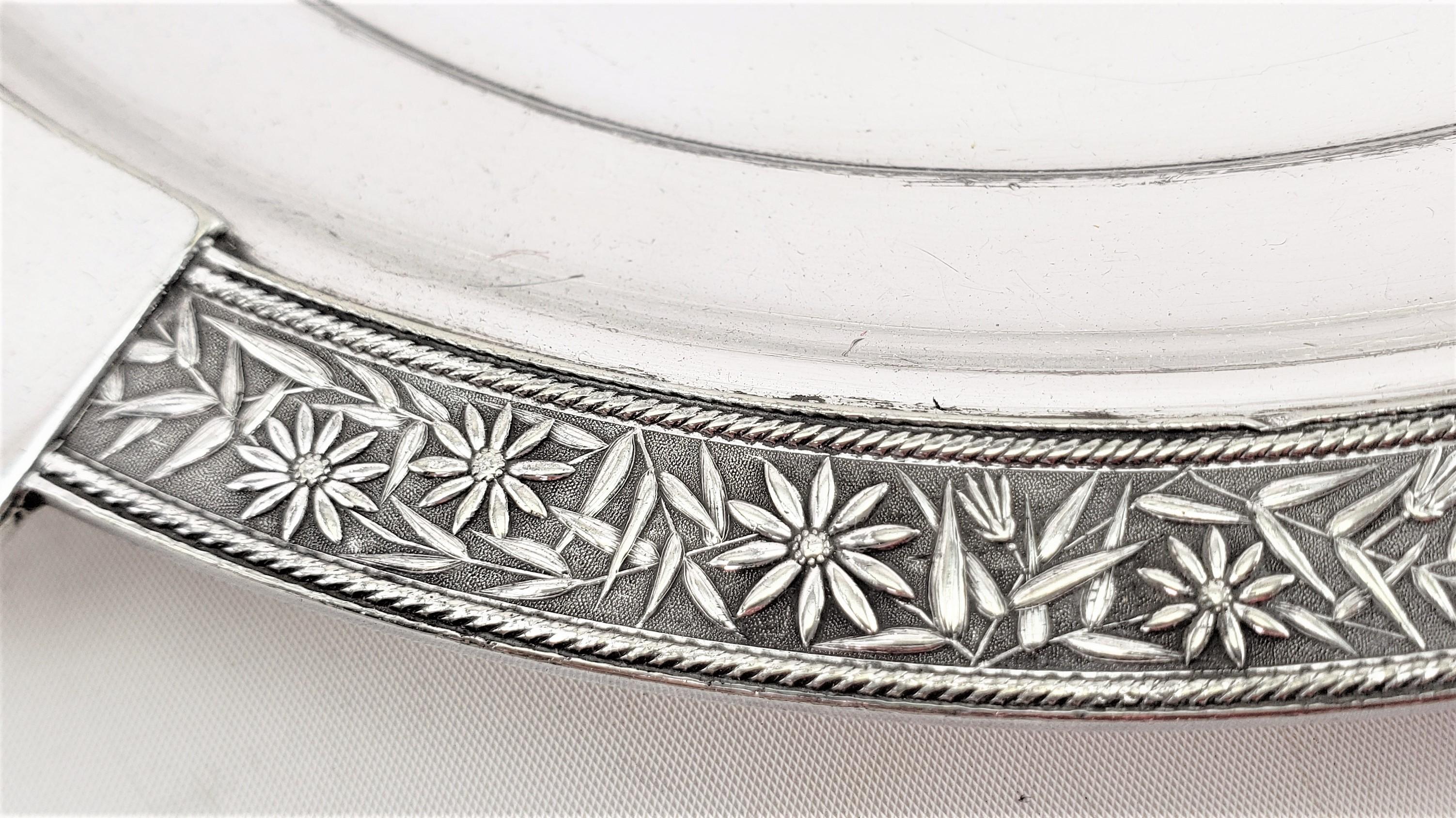Antique English Silver Plated Serving Tray with Neoclassical Styled Decoration For Sale 10
